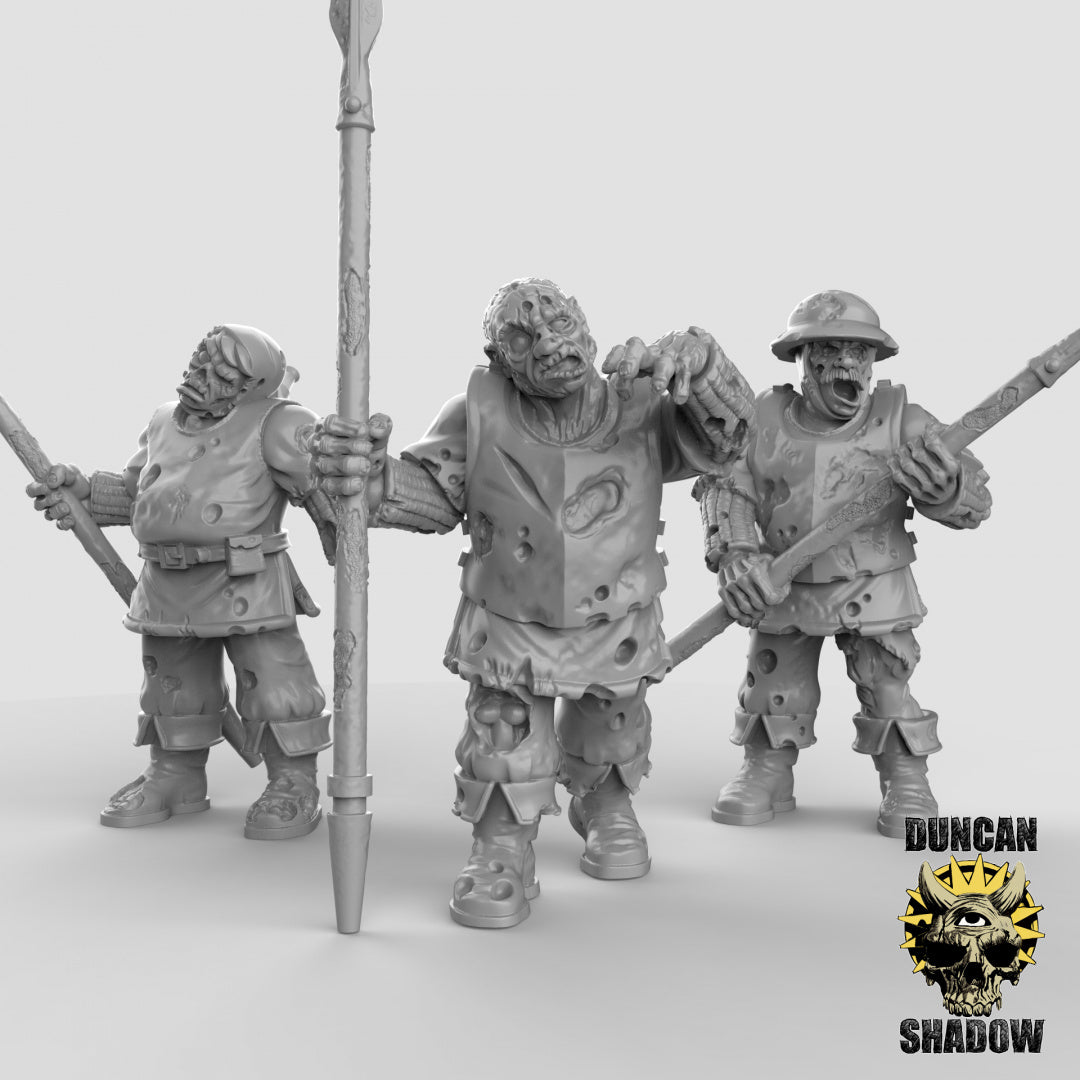 Guardia de la ciudad humana zombie con lanzas | Sombra de Duncan | Compatible con Dragones y Mazmorras y Pathfinder