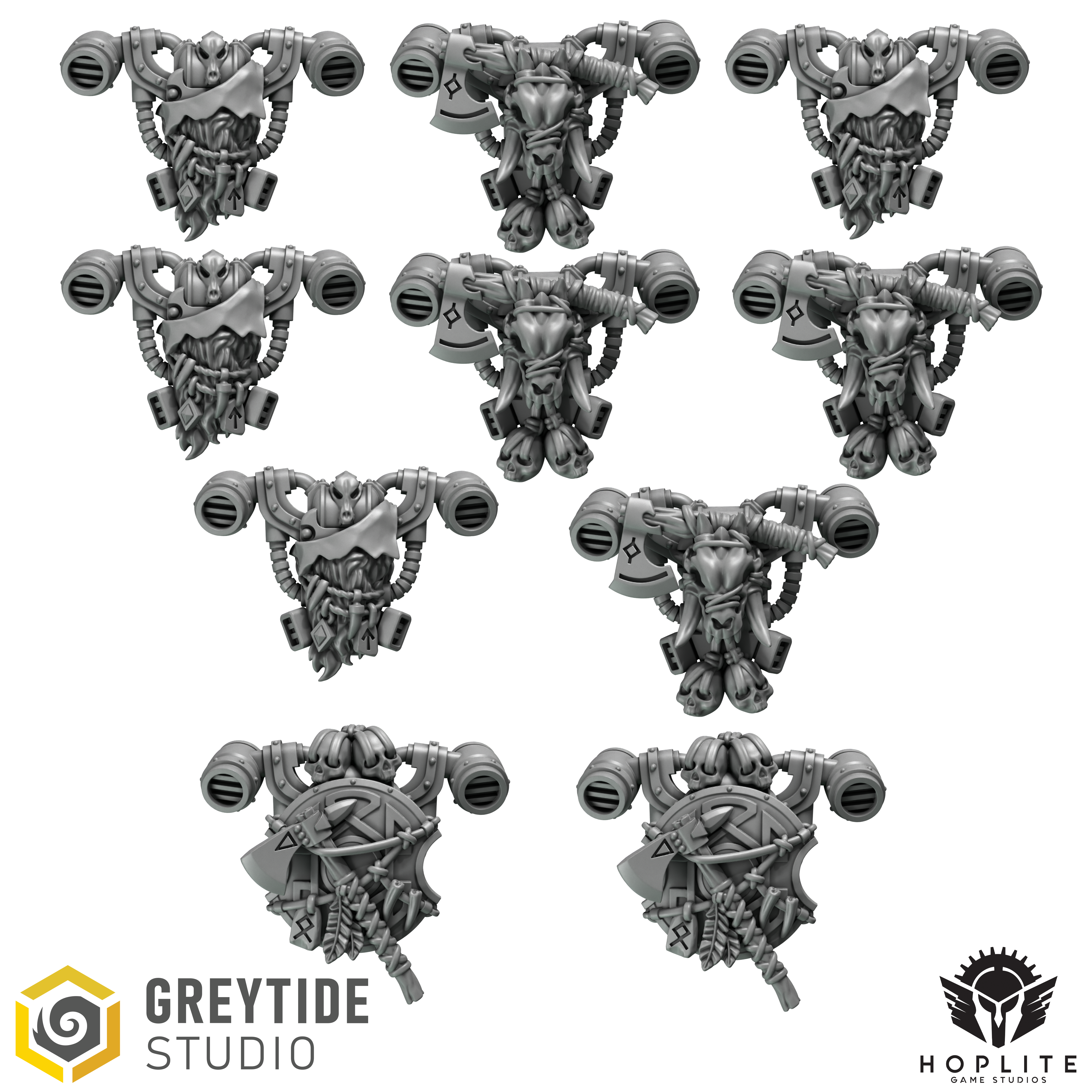 Primal Backpacks D (x10) | Grey Tide Studios | Primal Hounds | Conversion Parts & Bits