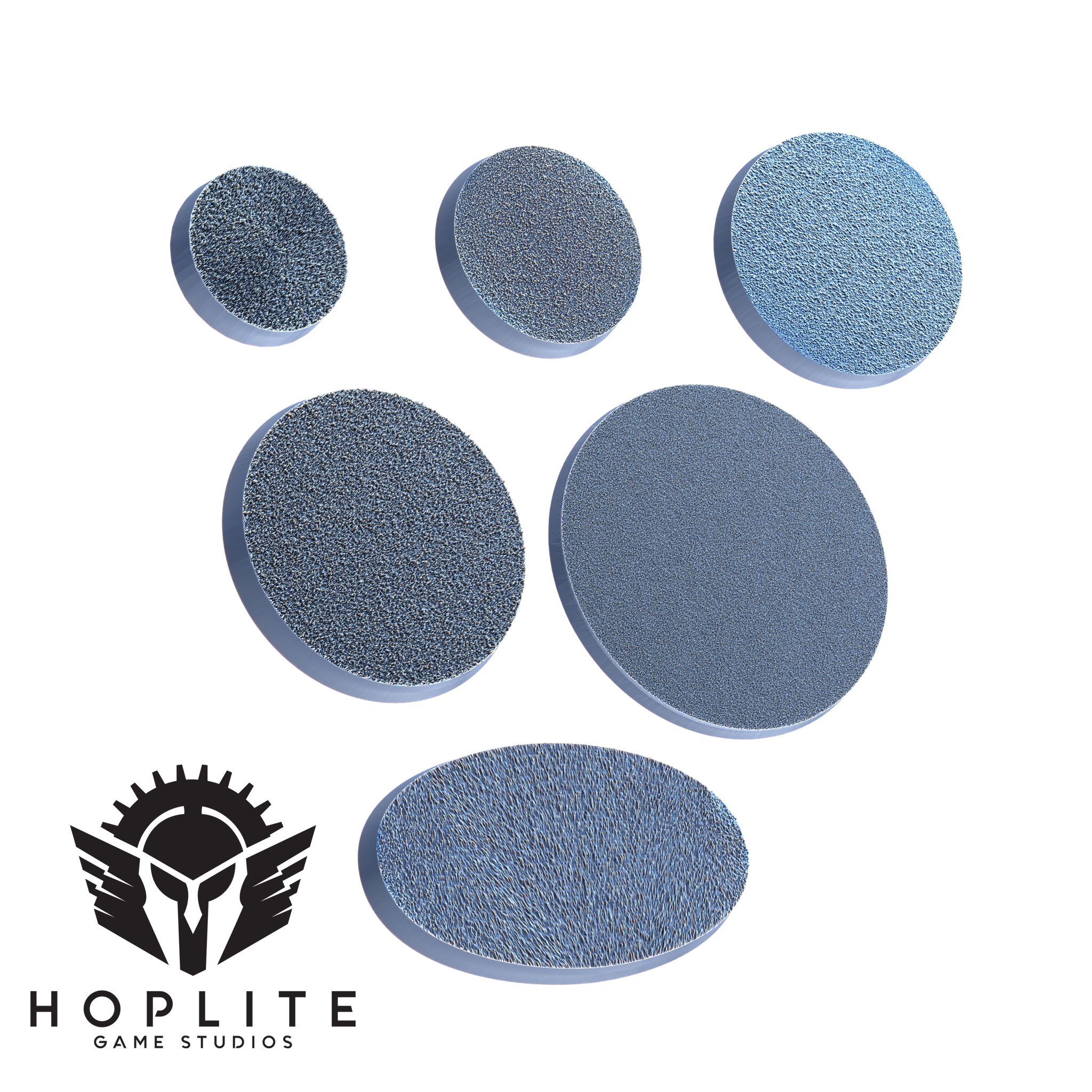 Bases magnetizables con textura hoplita | 25 mm | 32 mm | 40 mm | 50 mm | 80 mm | 35x60mm
