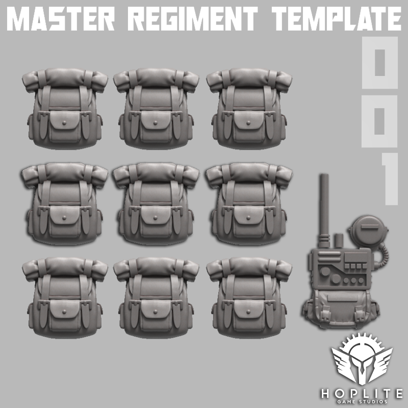 Piezas: Plantilla de mochilas del regimiento maestro (x10) | Reptilian Overlords | 28 mm