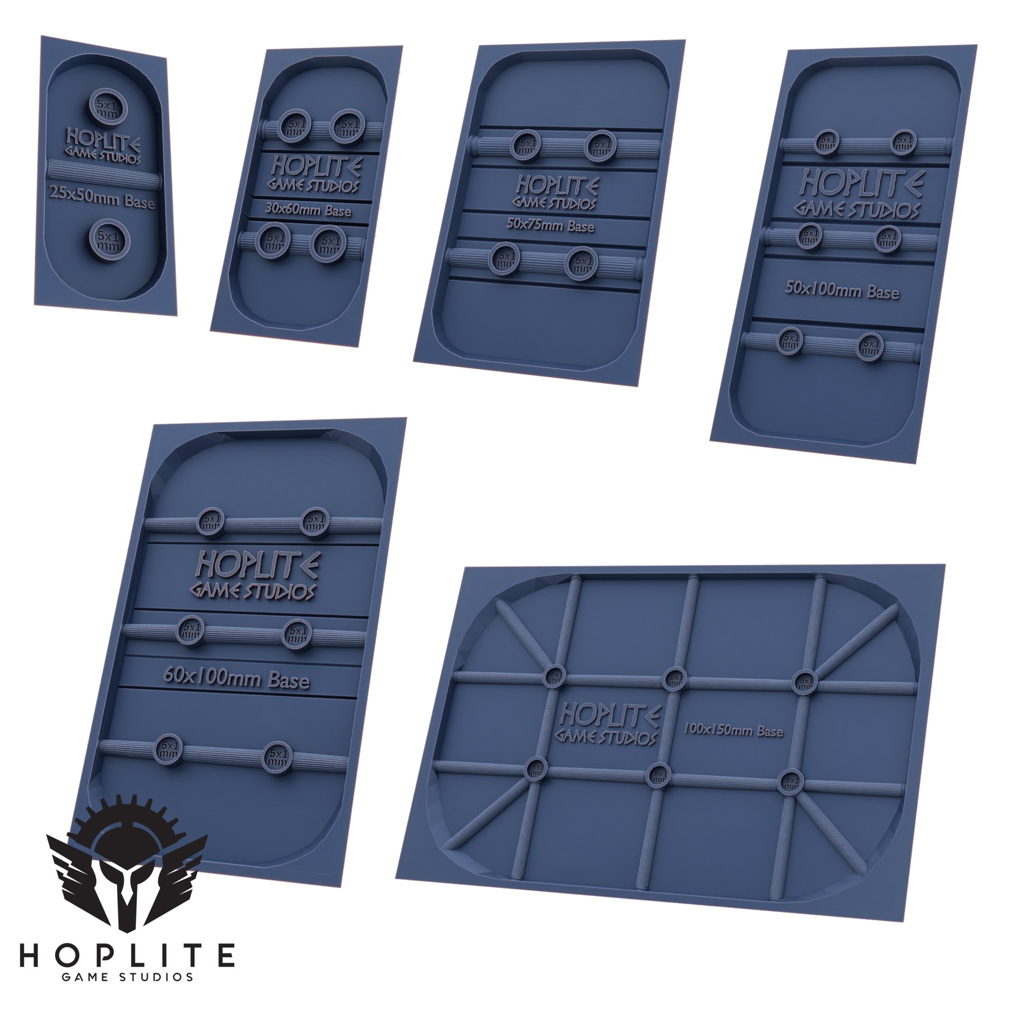 Bases cuadradas magnetizables con textura hoplita | Bases cuadradas de fantasía | 25 mm | 30 mm | 40 mm | 50 mm | y más tamaños