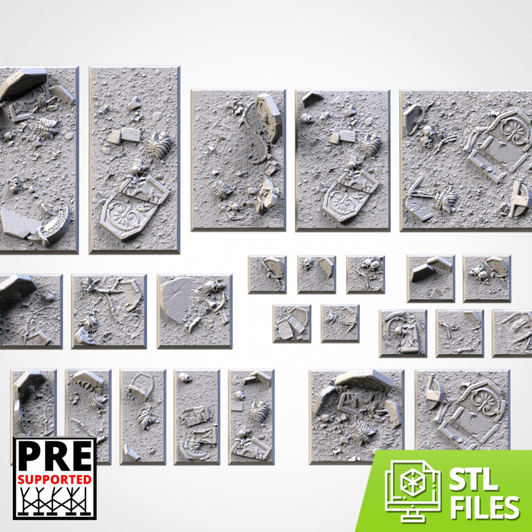 Bases cuadradas de cementerio | 20 mm | 25 mm | 40 mm | Txarli Factory | Bases cuadradas texturizadas escénicas magnetizables