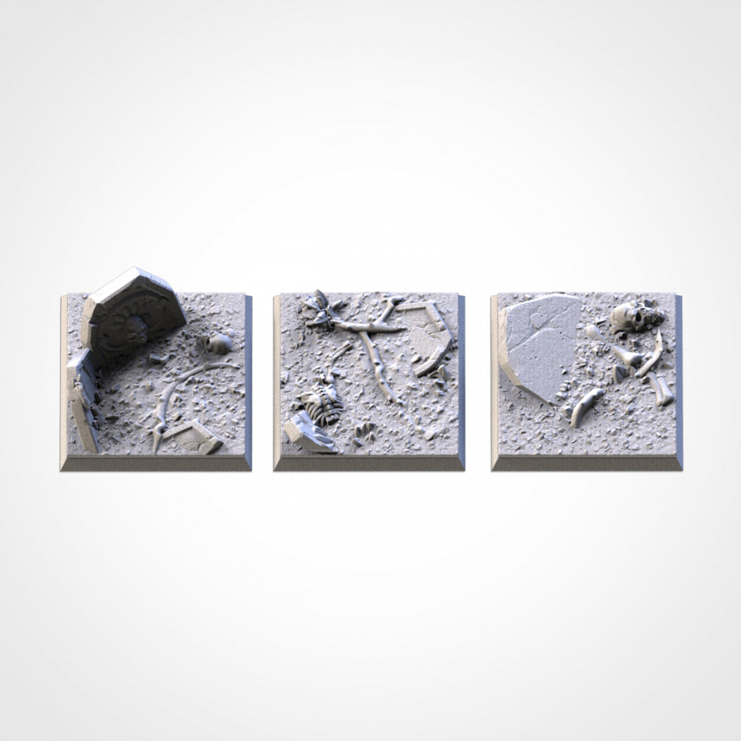 Graveyard Square Bases | 20mm | 25mm | 40mm | Txarli Factory | Magnetizable Scenic Textured Square