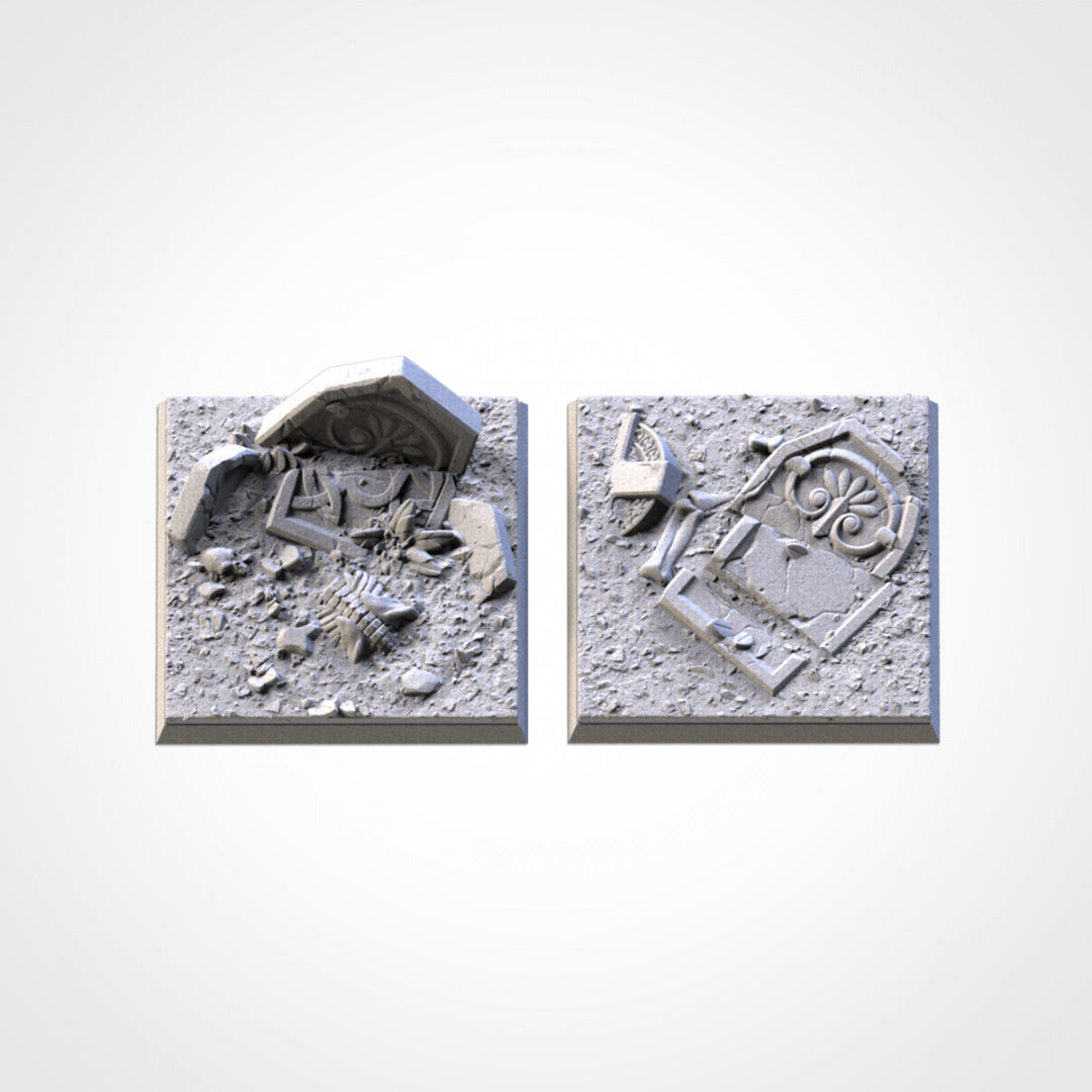 Graveyard Square Bases | 20mm | 25mm | 40mm | Txarli Factory | Magnetizable Scenic Textured Square
