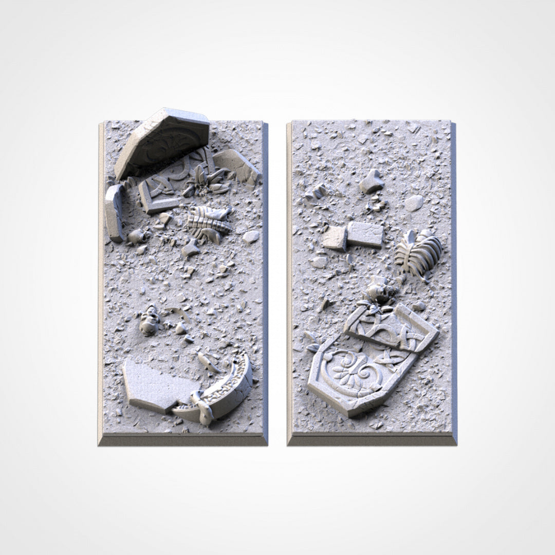 Graveyard Square Bases | 20mm | 25mm | 40mm | Txarli Factory | Magnetizable Scenic Textured Square