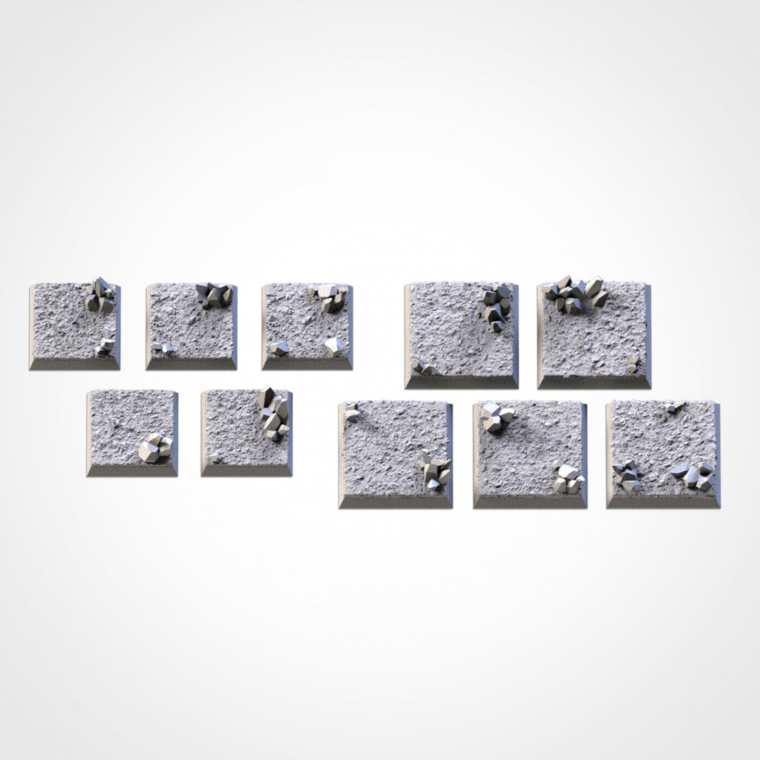Crystal Square Bases | 20mm | 25mm | 40mm | Txarli Factory | Magnetizable Scenic Textured Square