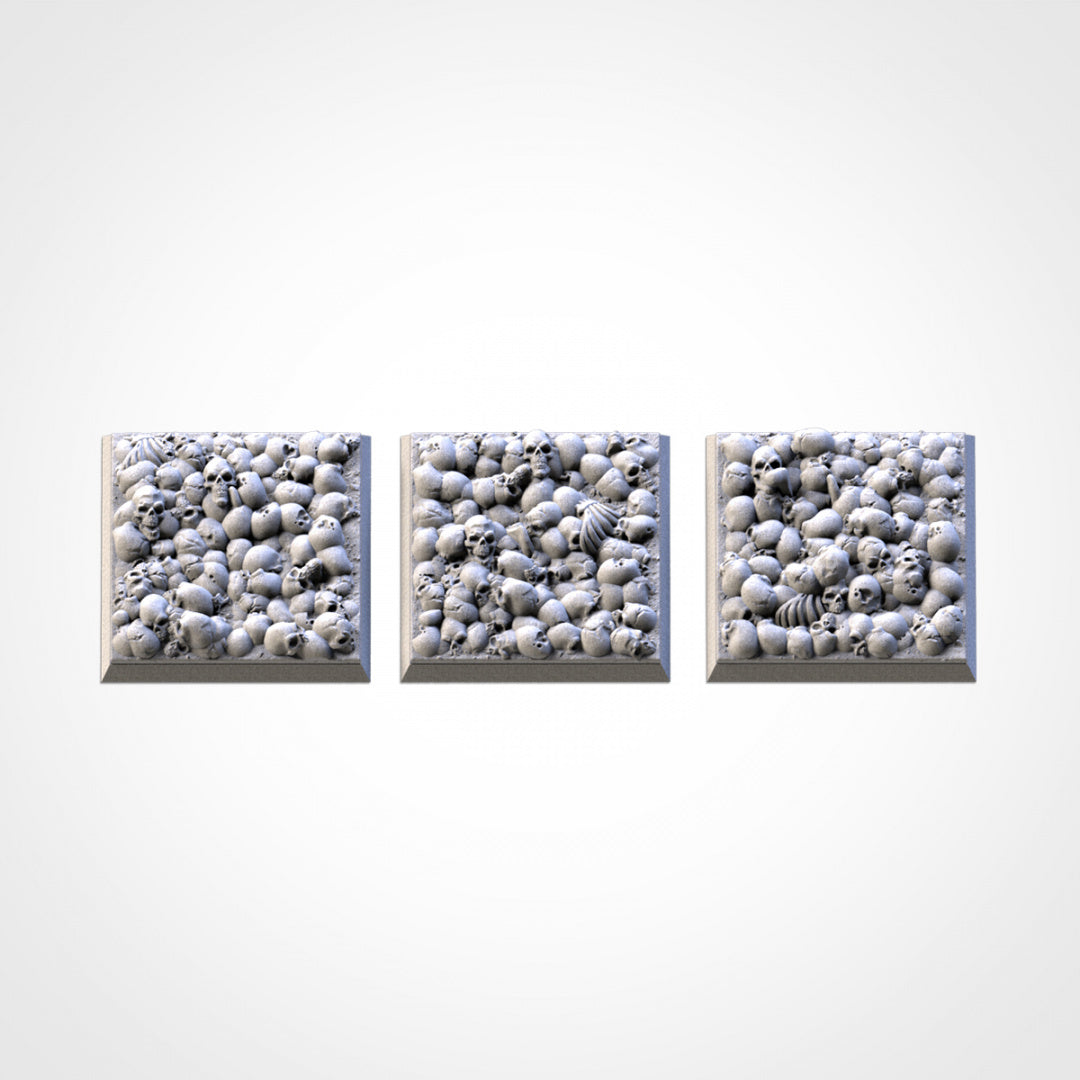 Death Skulls Square Bases | 20mm | 25mm | 40mm | Txarli Factory | Magnetizable Scenic Textured Square