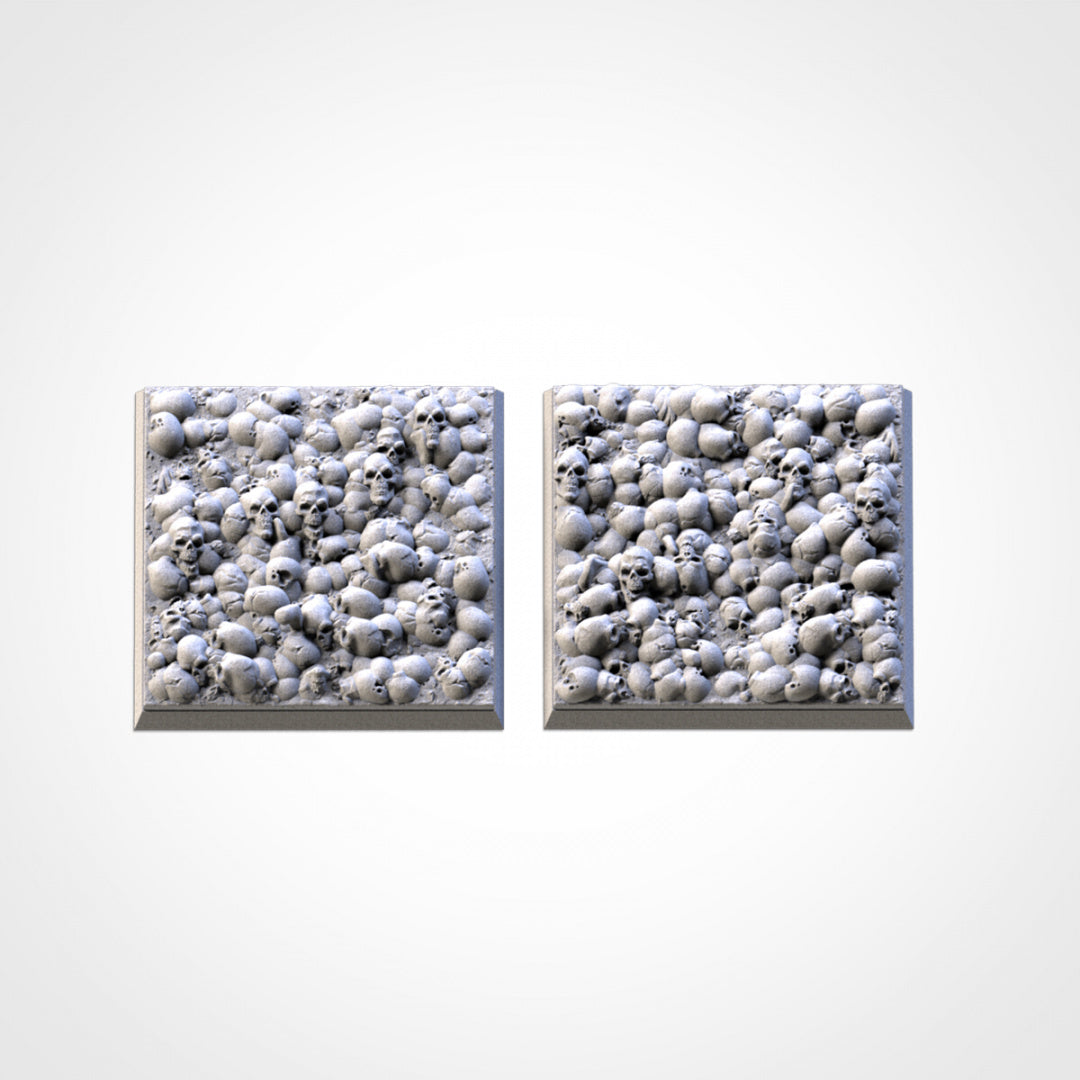 Death Skulls Square Bases | 20mm | 25mm | 40mm | Txarli Factory | Magnetizable Scenic Textured Square