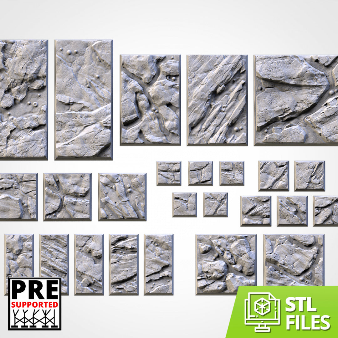 Volcanic Square Bases | 25mm | 30mm | 40mm | Txarli Factory | Magnetizable Scenic Textured Square