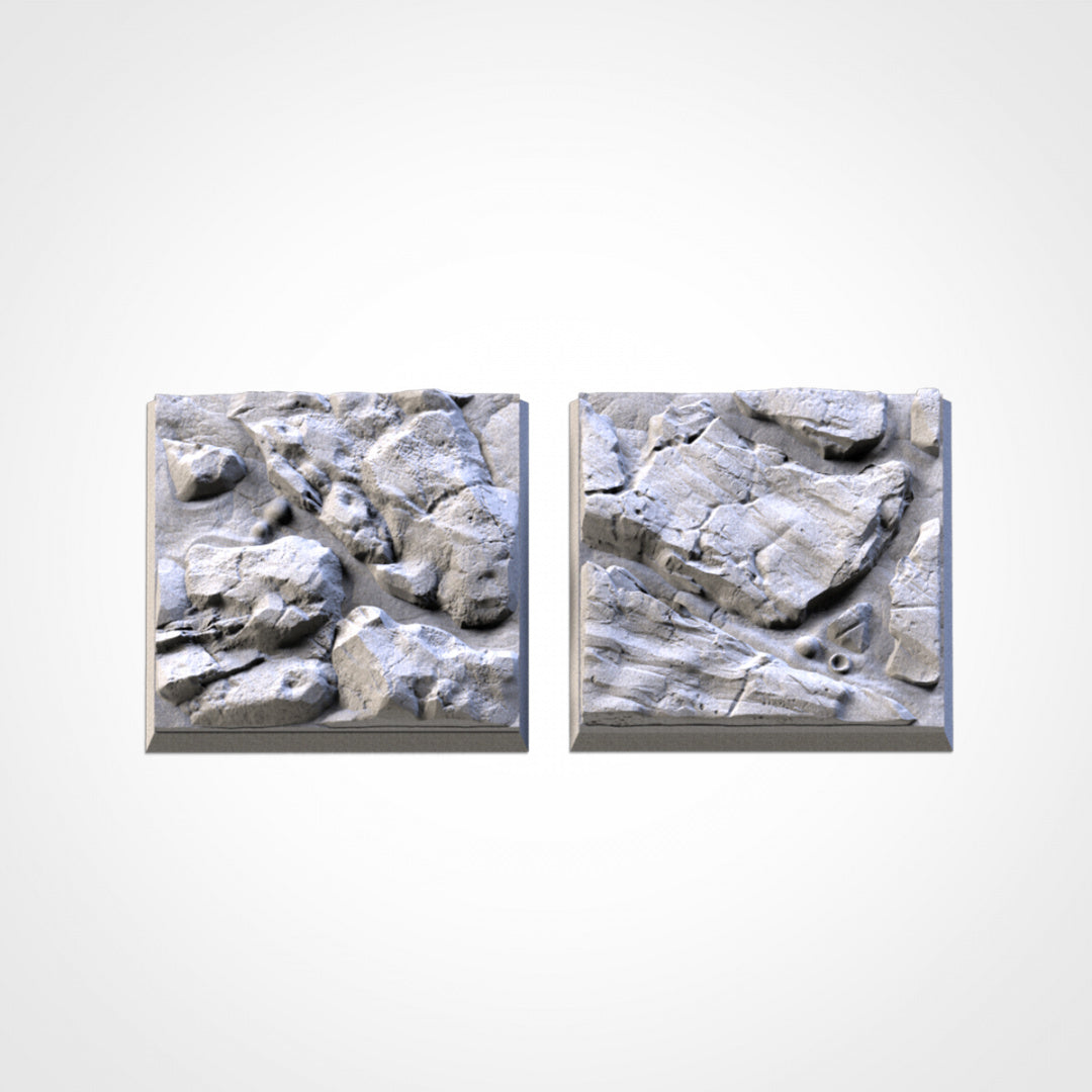 Volcanic Square Bases | 20mm | 25mm | 40mm | Txarli Factory | Magnetizable Scenic Textured Square