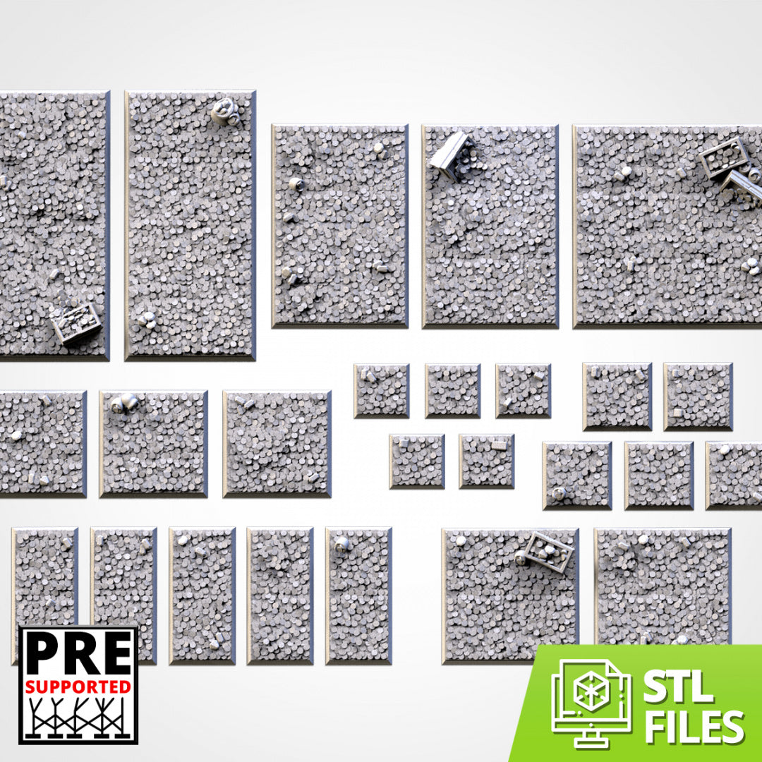 Bases cuadradas de tesoros | 20 mm | 25 mm | 40 mm | Txarli Factory | Bases cuadradas texturizadas escénicas magnetizables