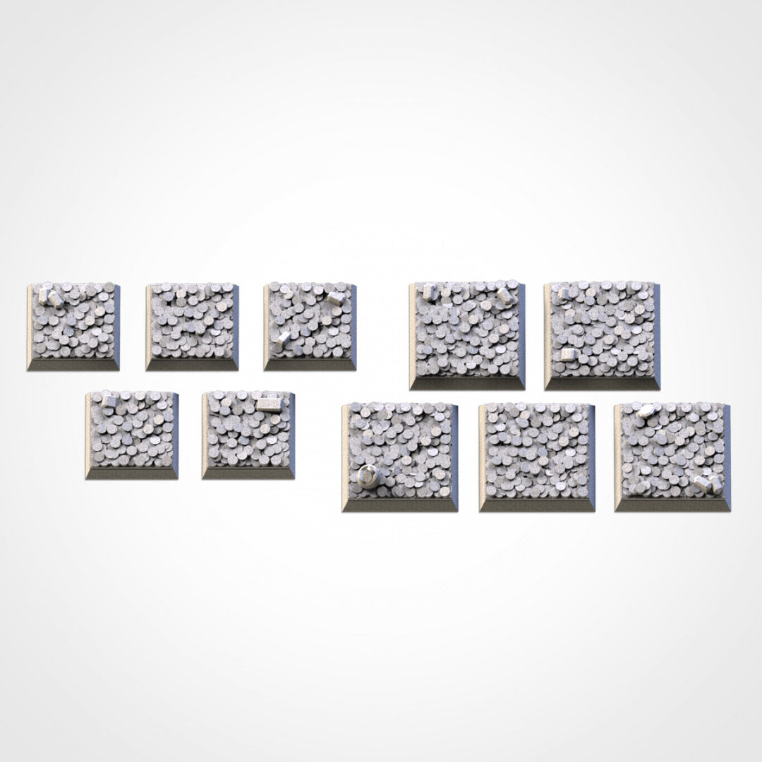 Treasure Square Bases | 20mm | 25mm | 40mm | Txarli Factory | Magnetizable Scenic Textured Square