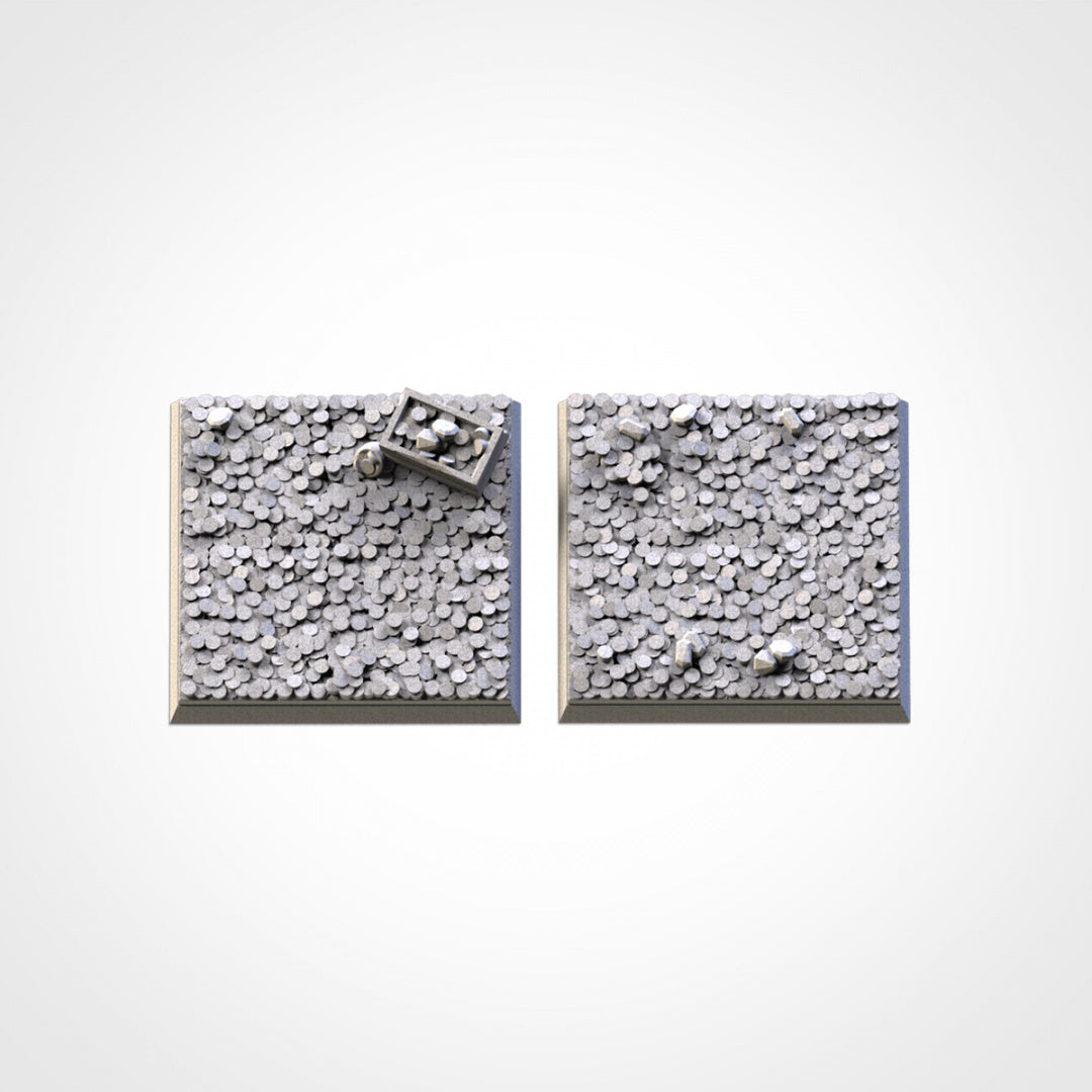 Treasure Square Bases | 20mm | 25mm | 40mm | Txarli Factory | Magnetizable Scenic Textured Square