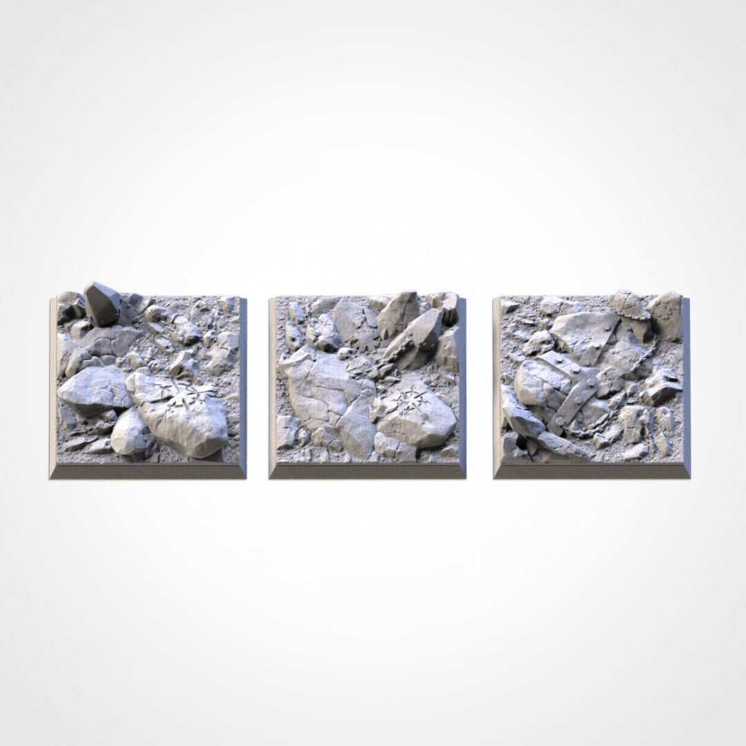 Bases cuadradas Chaos Hell | 20 mm | 25 mm | 40 mm | Txarli Factory | Bases cuadradas texturizadas escénicas magnetizables