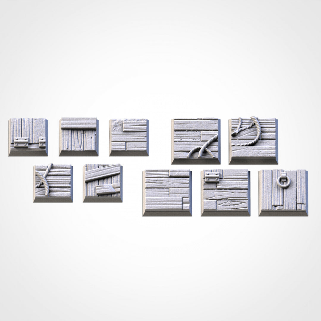 Wood Textured Square Bases | 20mm | 25mm | 40mm | Txarli Factory | Magnetizable Scenic Textured Square