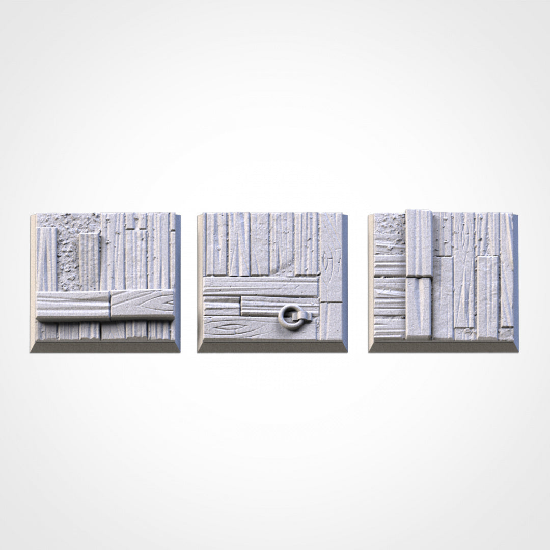 Wood Textured Square Bases | 20mm | 25mm | 40mm | Txarli Factory | Magnetizable Scenic Textured Square