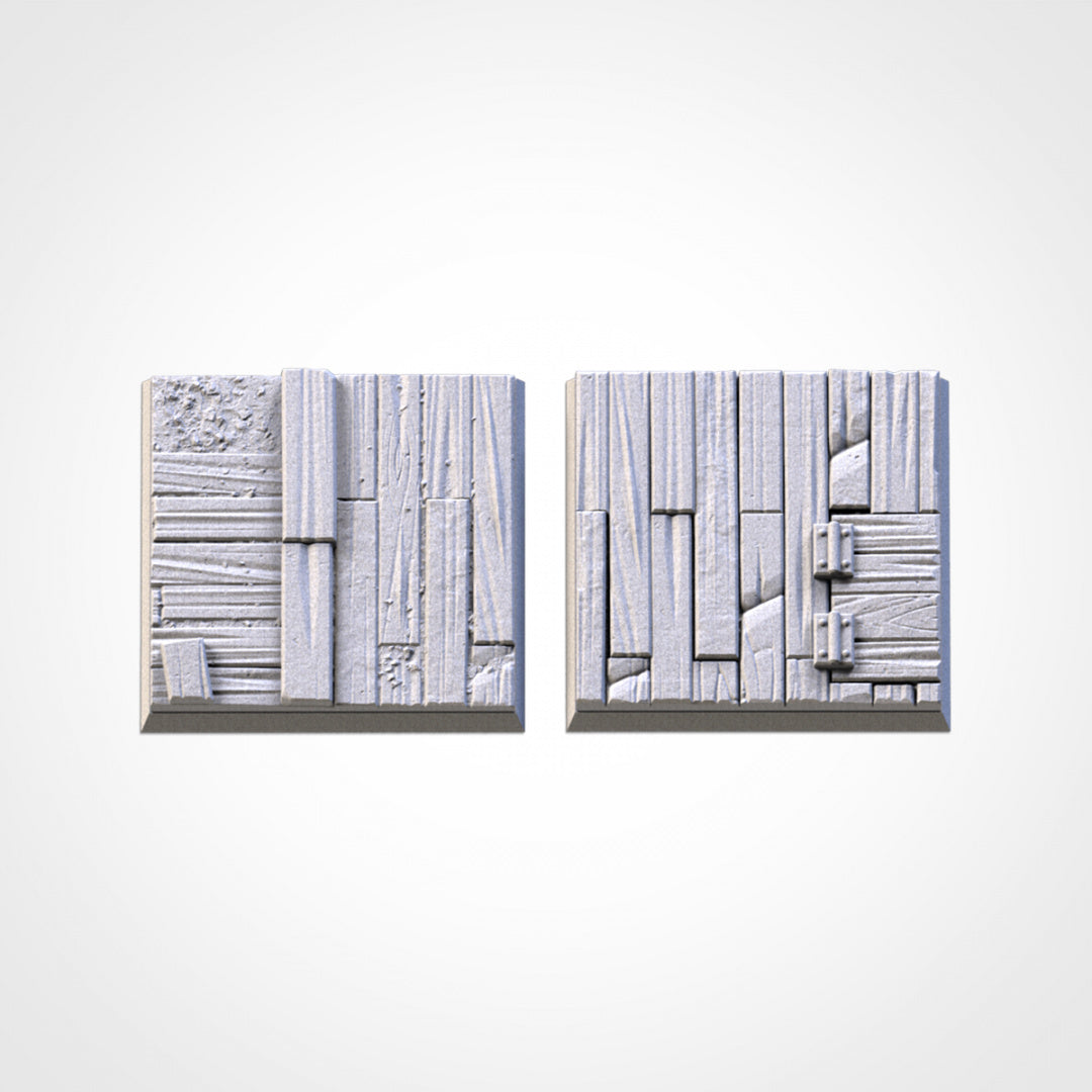 Wood Textured Square Bases | 20mm | 25mm | 40mm | Txarli Factory | Magnetizable Scenic Textured Square