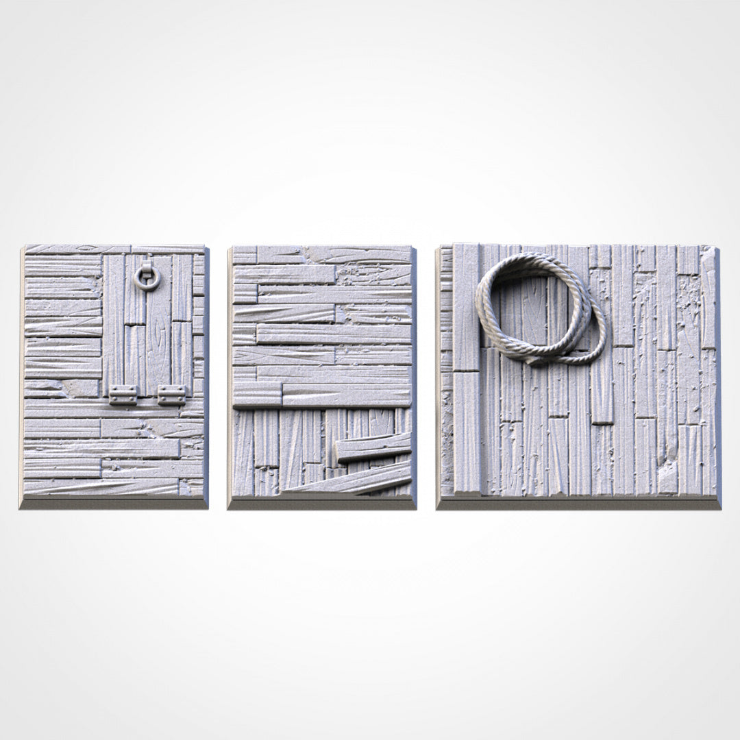 Wood Textured Square Bases | 20mm | 25mm | 40mm | Txarli Factory | Magnetizable Scenic Textured Square