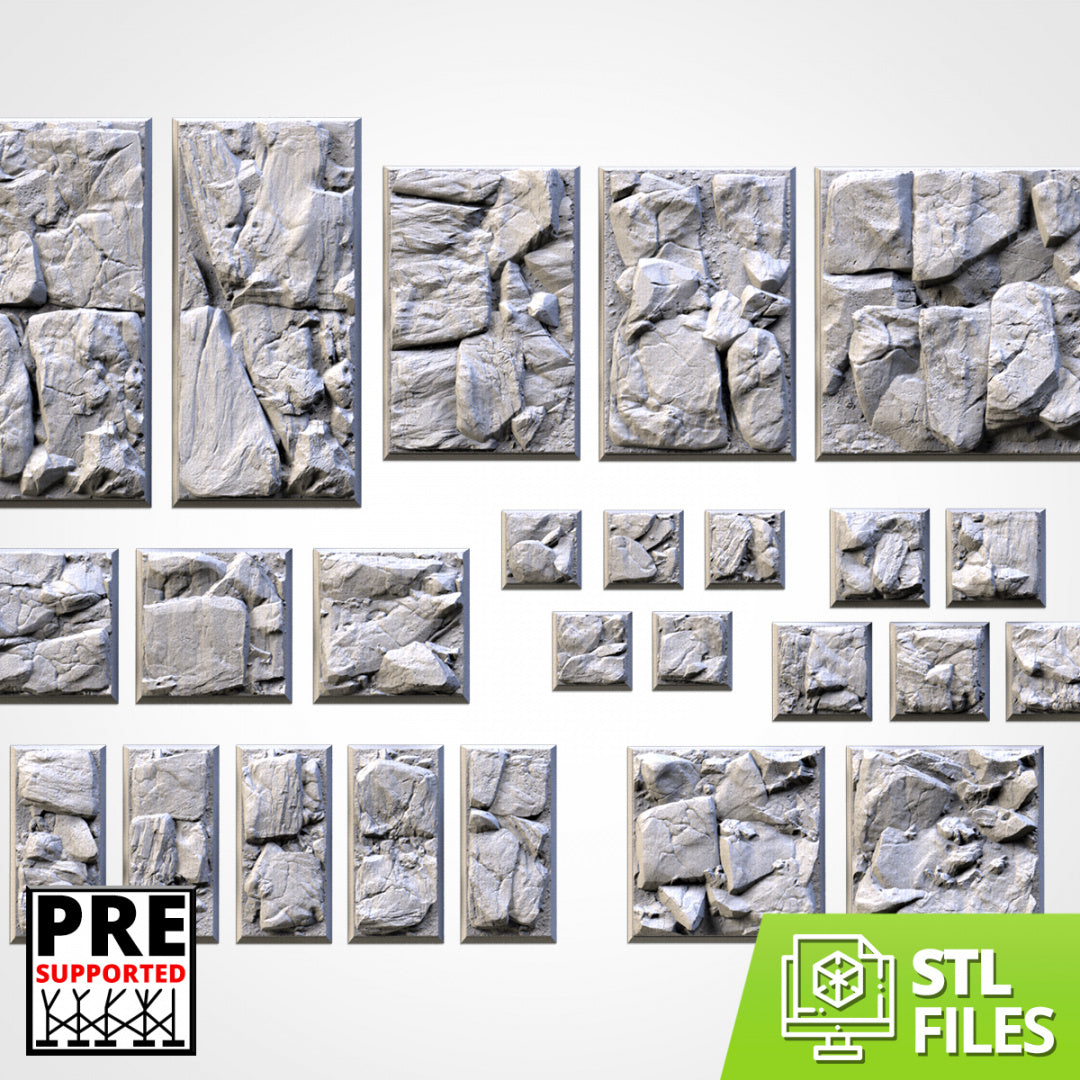 Bases Cuadradas de Piedra | 20mm | 25mm | 40mm | Txarli Factory | Bases Cuadradas Texturizadas Escénicas Magnetizables