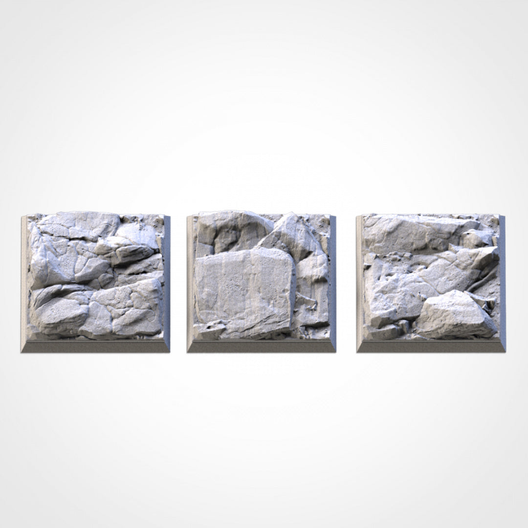 Stony Square Bases | 20mm | 25mm | 40mm | Txarli Factory | Magnetizable Scenic Textured Square