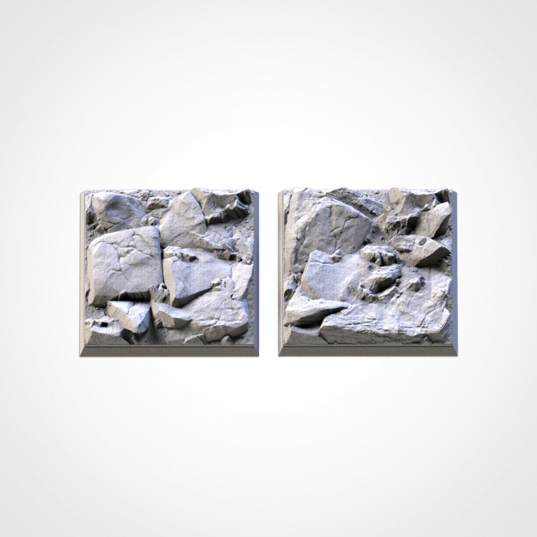 Stony Square Bases | 20mm | 25mm | 40mm | Txarli Factory | Magnetizable Scenic Textured Square