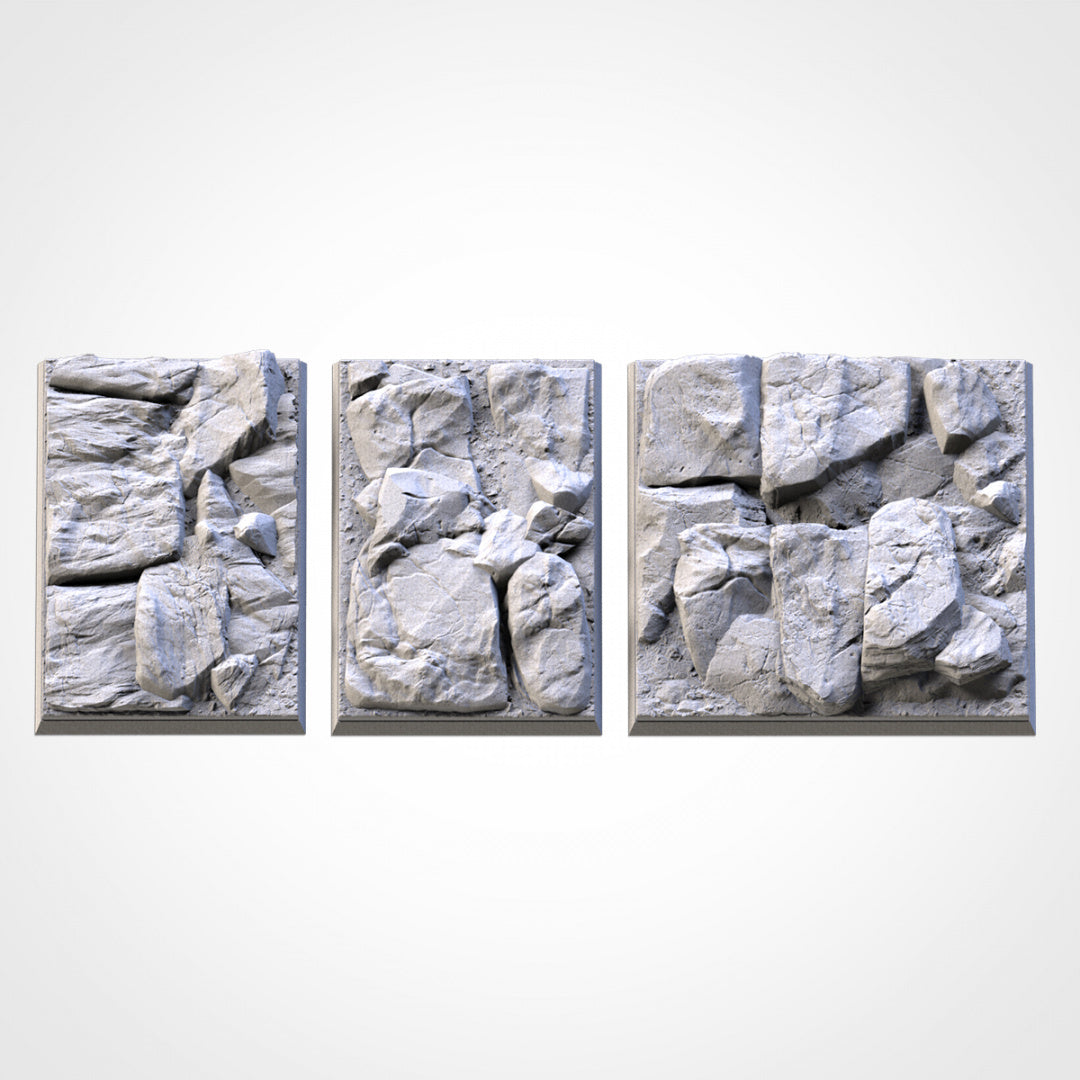 Stony Square Bases | 20mm | 25mm | 40mm | Txarli Factory | Magnetizable Scenic Textured Square