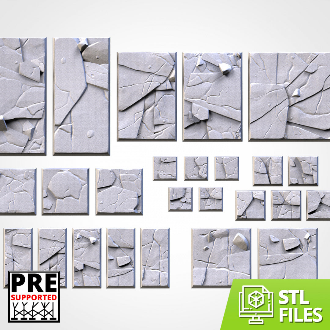 Bases cuadradas congeladas | 20 mm | 25 mm | 40 mm | Txarli Factory | Bases cuadradas texturizadas escénicas magnetizables