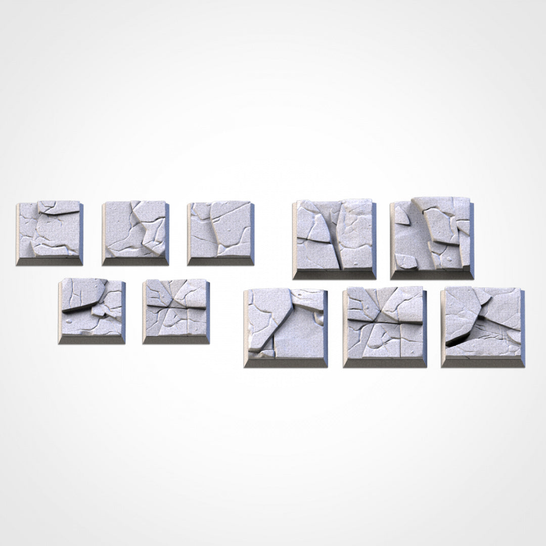 Frozen Square Bases | 20mm | 25mm | 40mm | Txarli Factory | Magnetizable Scenic Textured Square