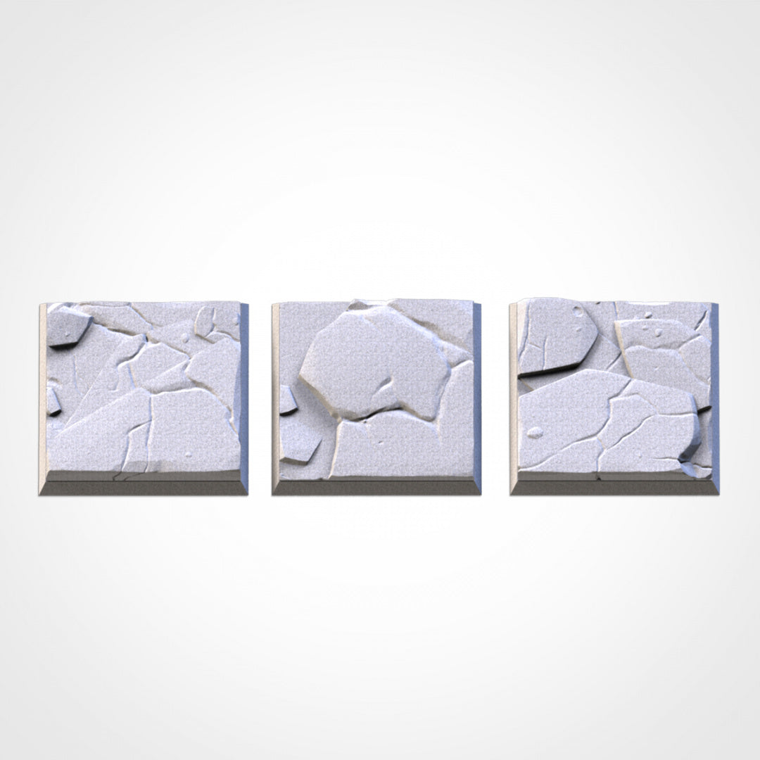 Frozen Square Bases | 20mm | 25mm | 40mm | Txarli Factory | Magnetizable Scenic Textured Square