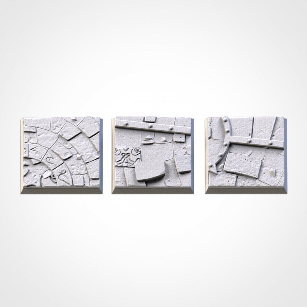 Sacred Temple Square Bases | 20mm | 25mm | 40mm | Txarli Factory | Magnetizable Scenic Textured Square