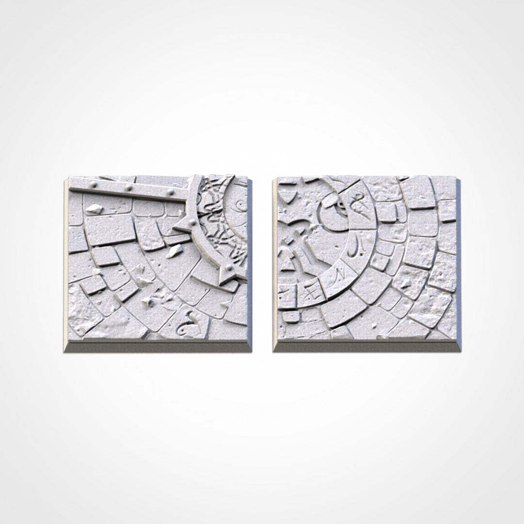 Sacred Temple Square Bases | 20mm | 25mm | 40mm | Txarli Factory | Magnetizable Scenic Textured Square