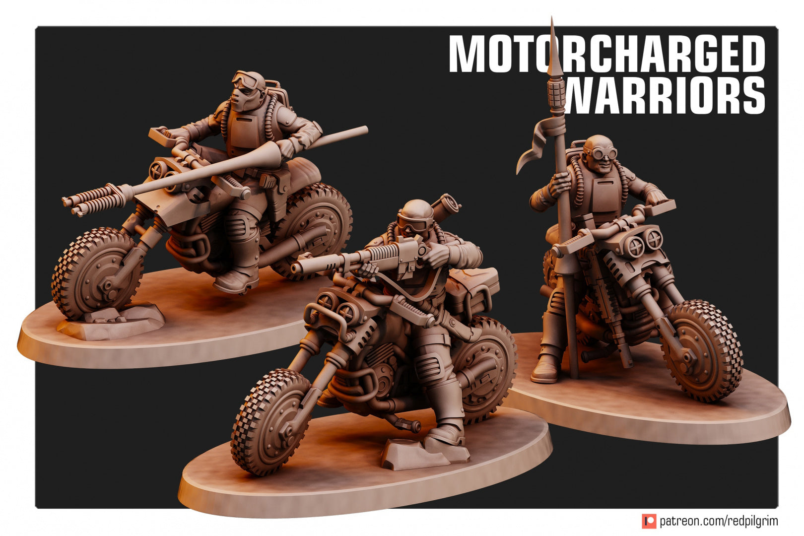 Guerreros motorizados de los Desert Hawks | Miniaturas de Red Pilgrim | 28 mm