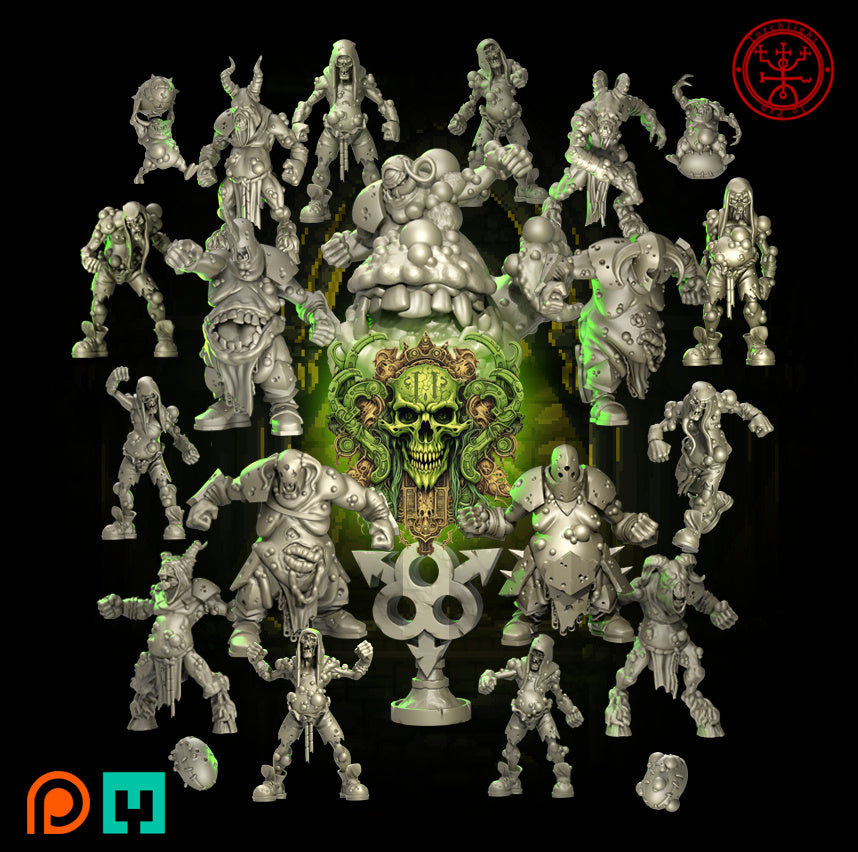 The Juggernaughts of Filth - Equipo de fútbol de fantasía Chaotic Decay - 17 jugadores - Miniaturas de antorchas
