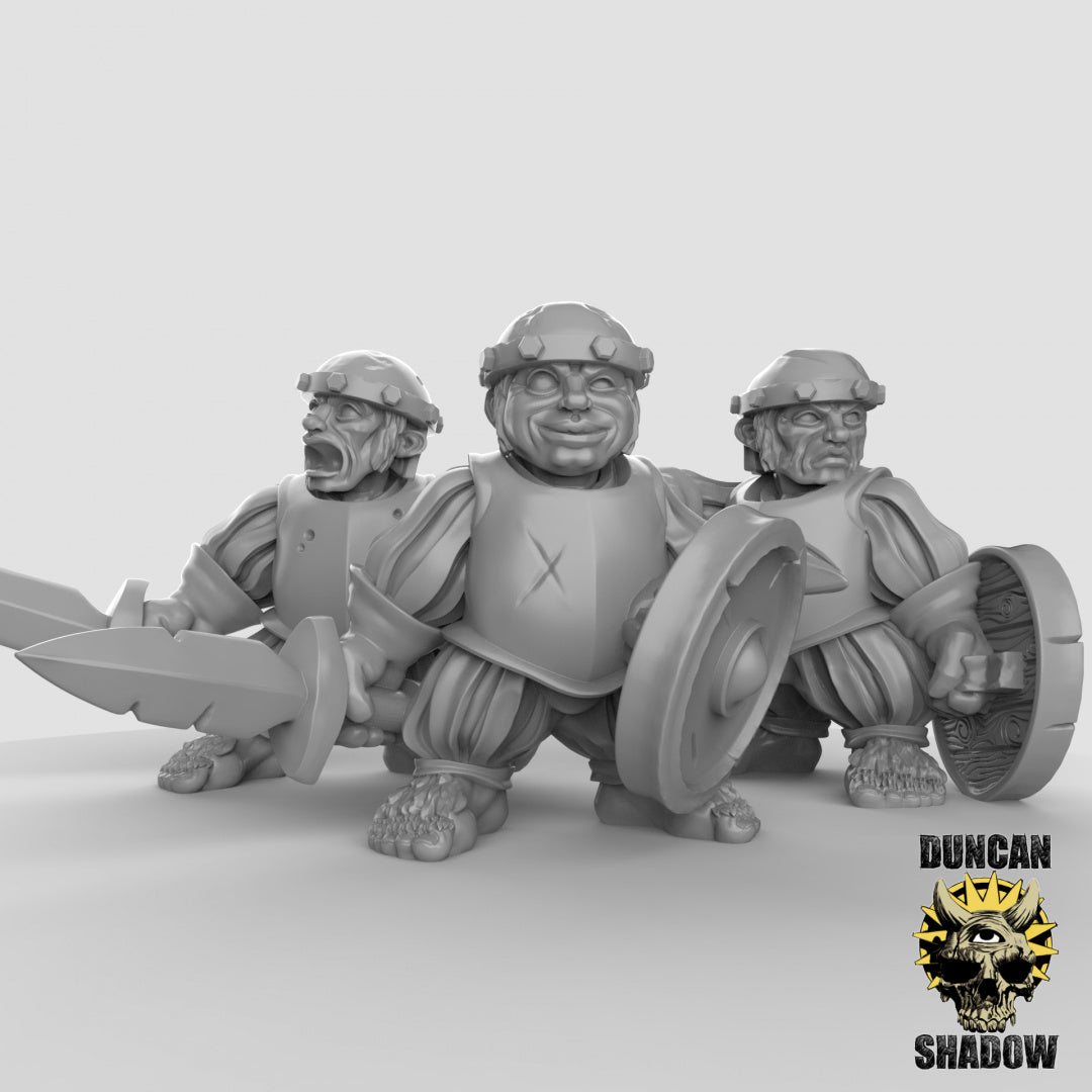 Medianos con espadas y escudos | Sombra de Duncan | Compatible con Dragones y Mazmorras y Pathfinder