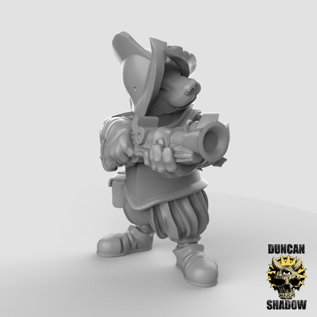 Badger Folk With Blunderbuss | Duncan Shadow | Compatible with Dungeons & Dragons and Pathfinder