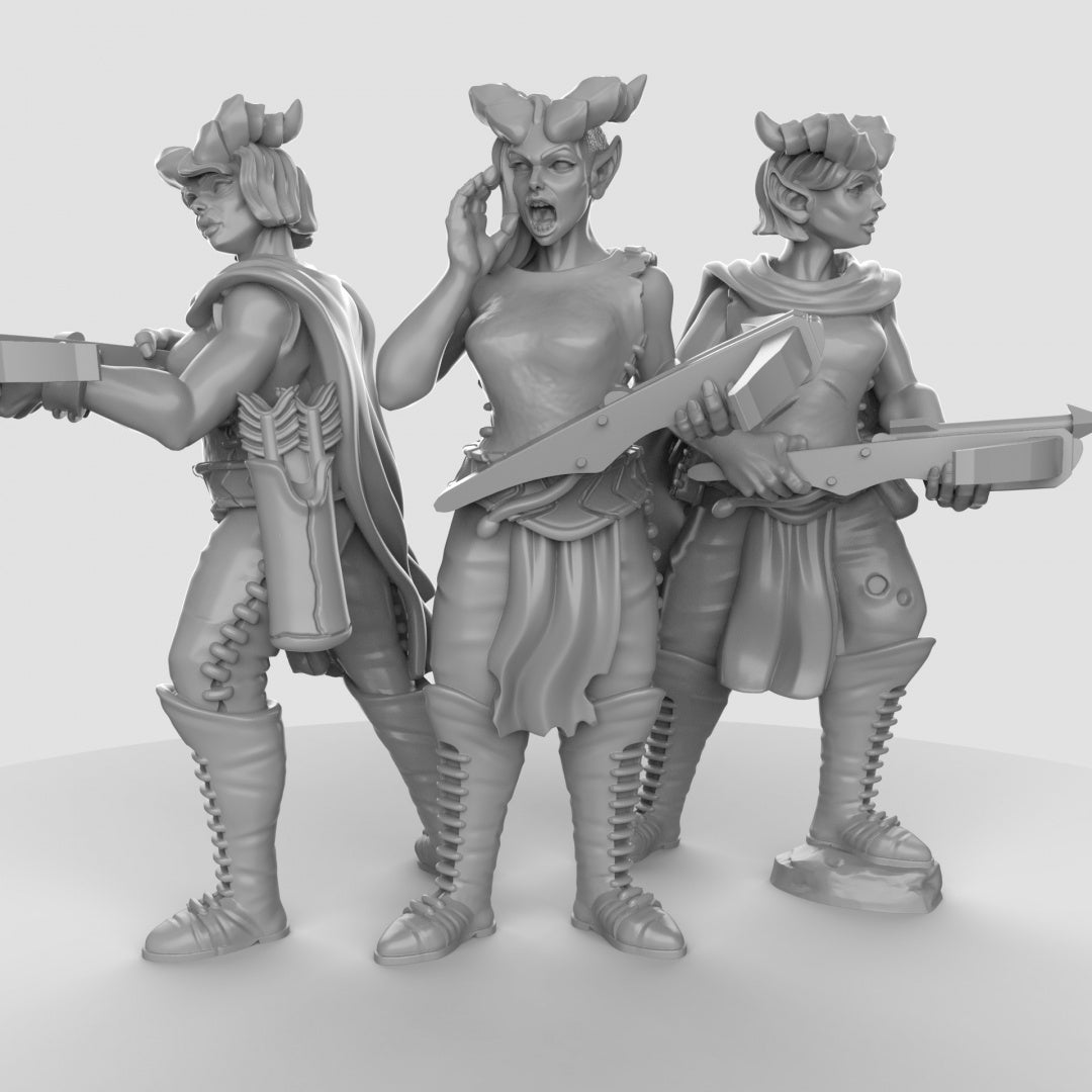Tieflings con ballestas | Sombra de Duncan | Compatible con Dragones y Mazmorras y Pathfinder