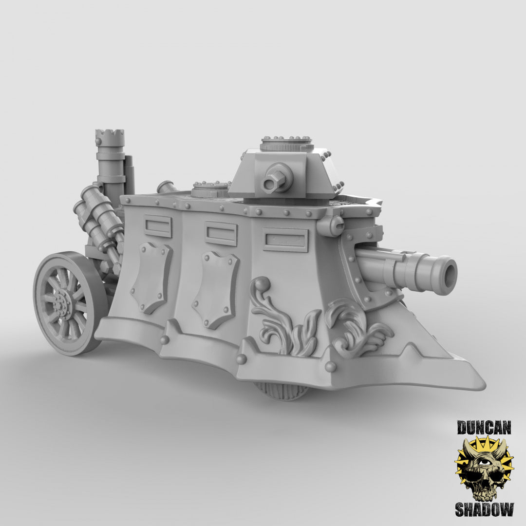 Steam Tank with Great Cannon | Duncan Shadow | Compatible with Dungeons & Dragons and Pathfinder