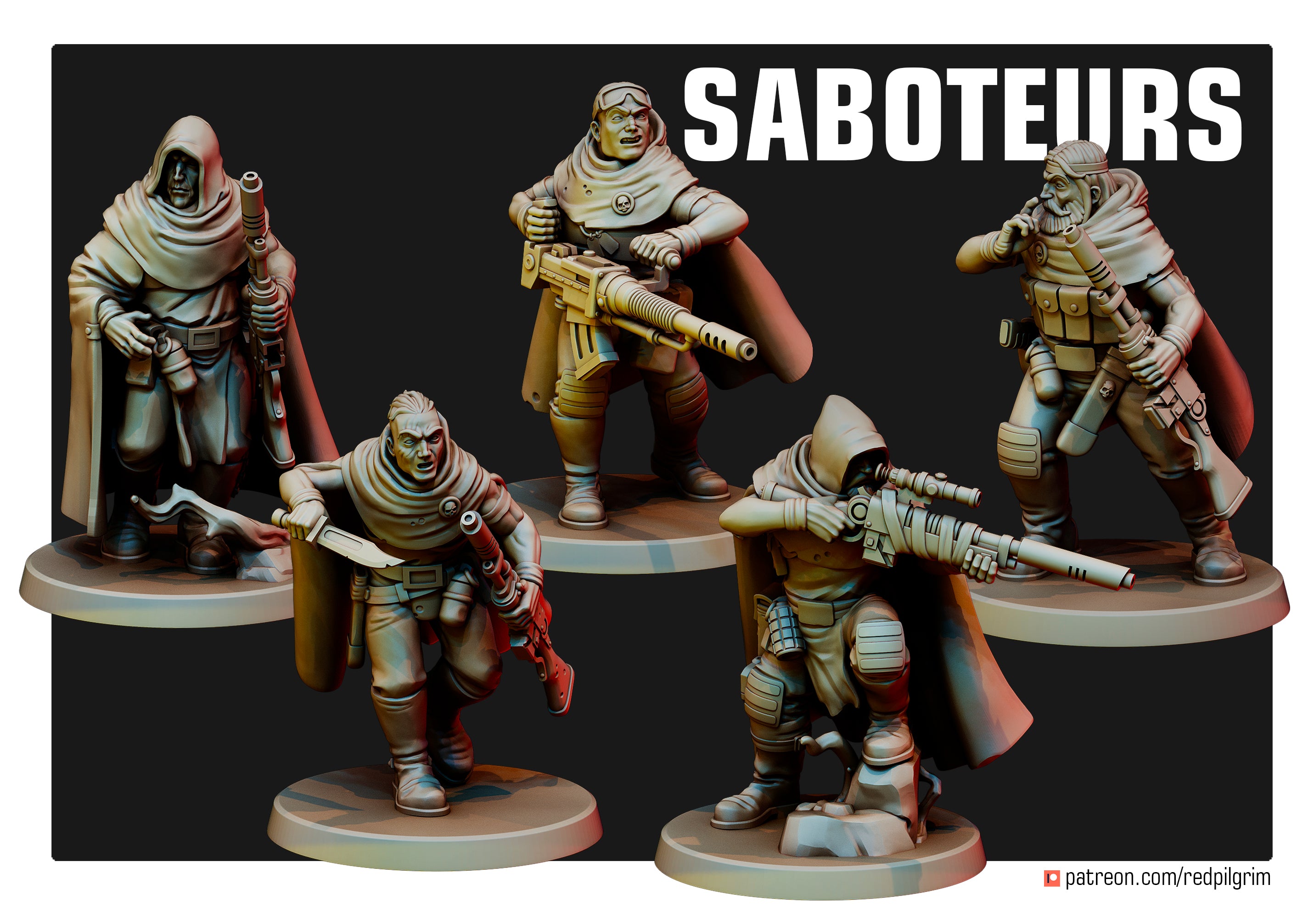 Equipo de avanzada de los Desert Hawks | Miniaturas del Peregrino Rojo | 32mm