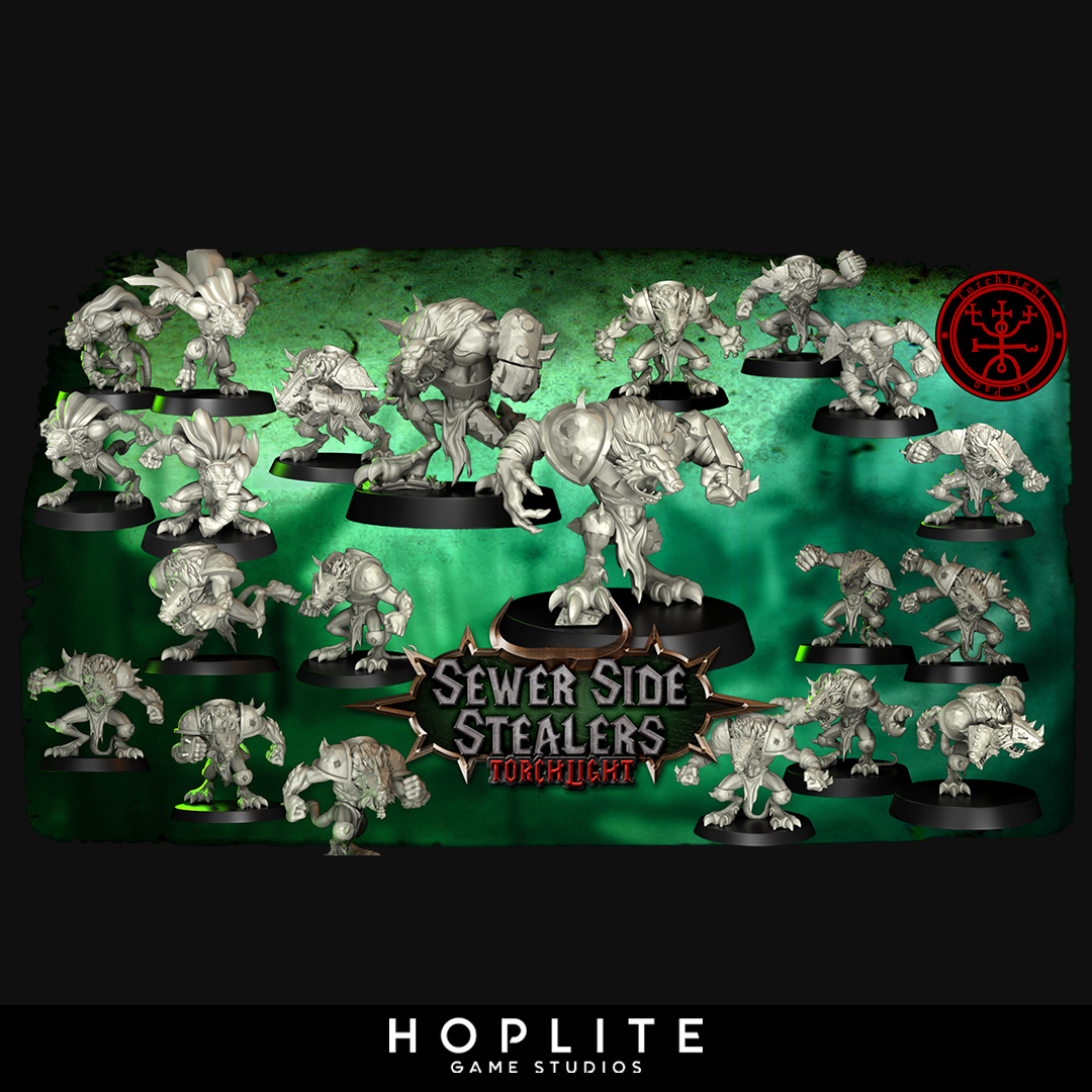 The Sewer Side Stealers - Equipo de fútbol de fantasía Ratmen - 17 jugadores - Modelos de antorchas