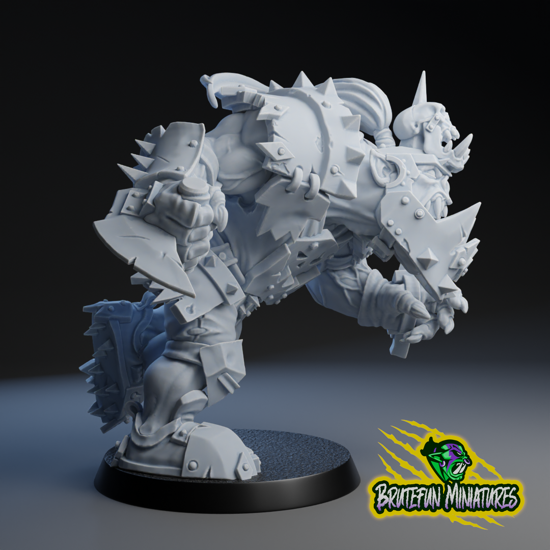 Orc Big Blitzer - Orc Star Player - Fantasy Football - Brutefun Miniatures
