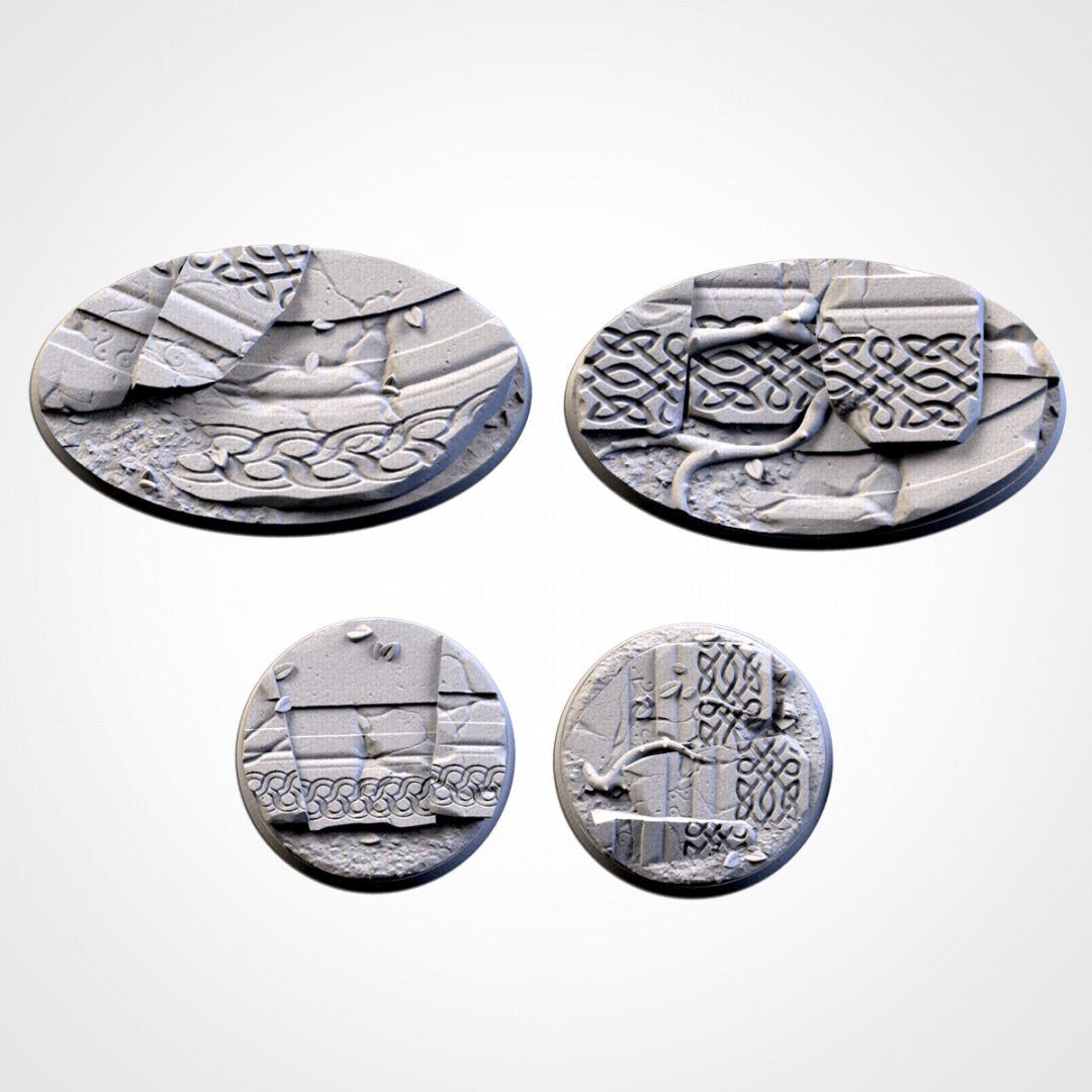 Ancestral Ruins Bases | 25mm | 32mm | 40mm | Txarli Factory | Magnetizable Scenic Textured Round