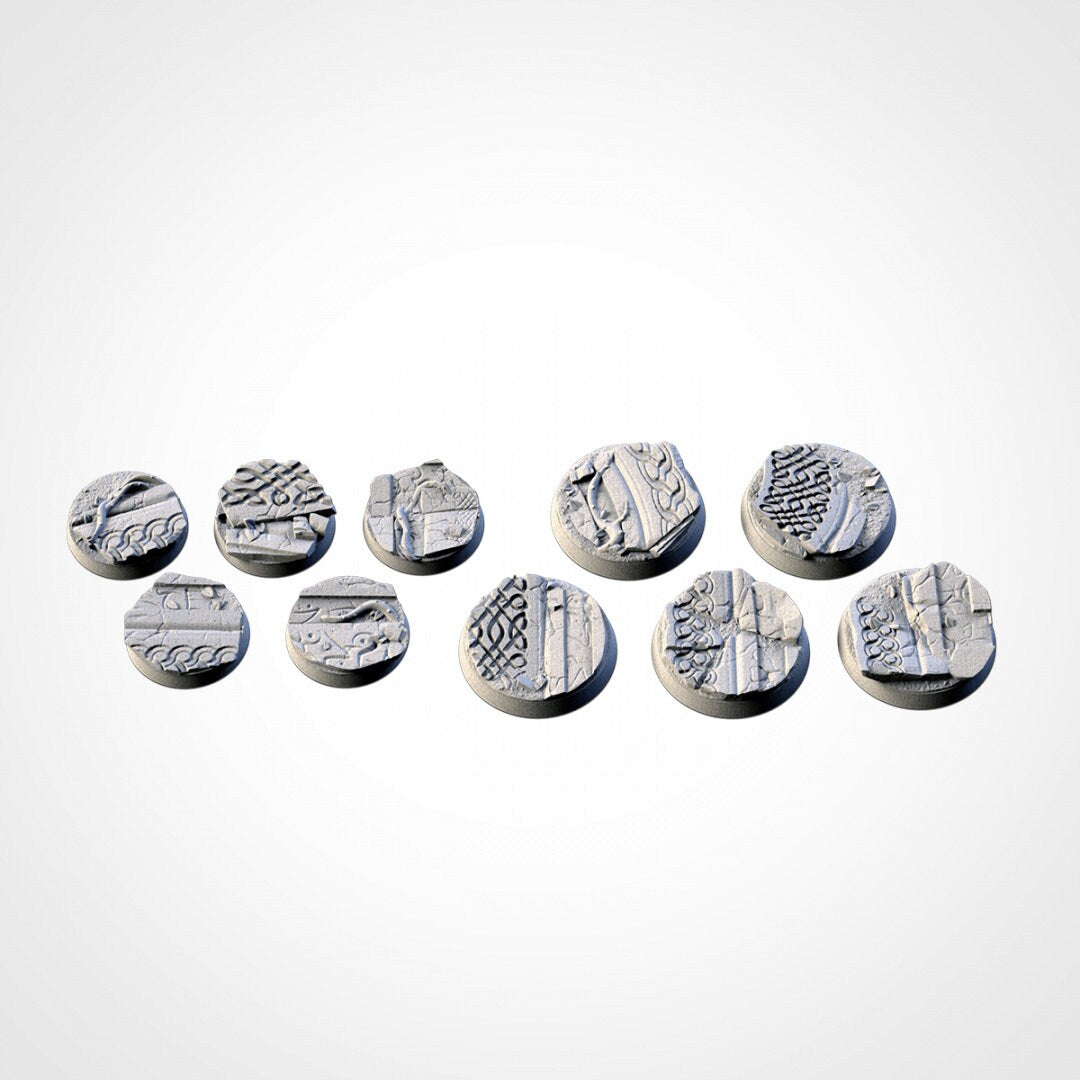Ancestral Ruins Bases | 25mm | 32mm | 40mm | Txarli Factory | Magnetizable Scenic Textured Round