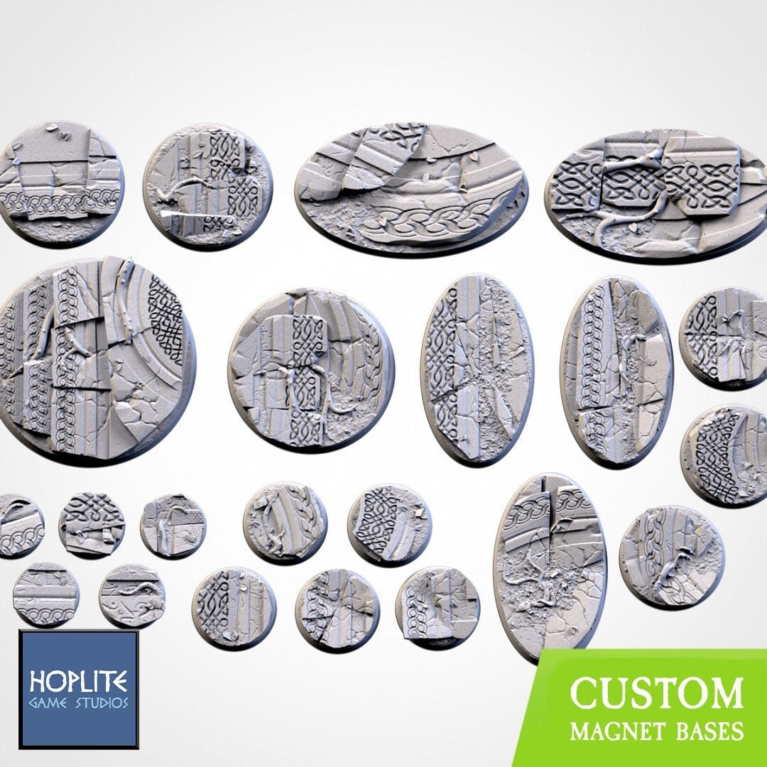 Ancestral Ruins Bases | 25mm | 32mm | 40mm | Txarli Factory | Magnetizable Scenic Textured Round