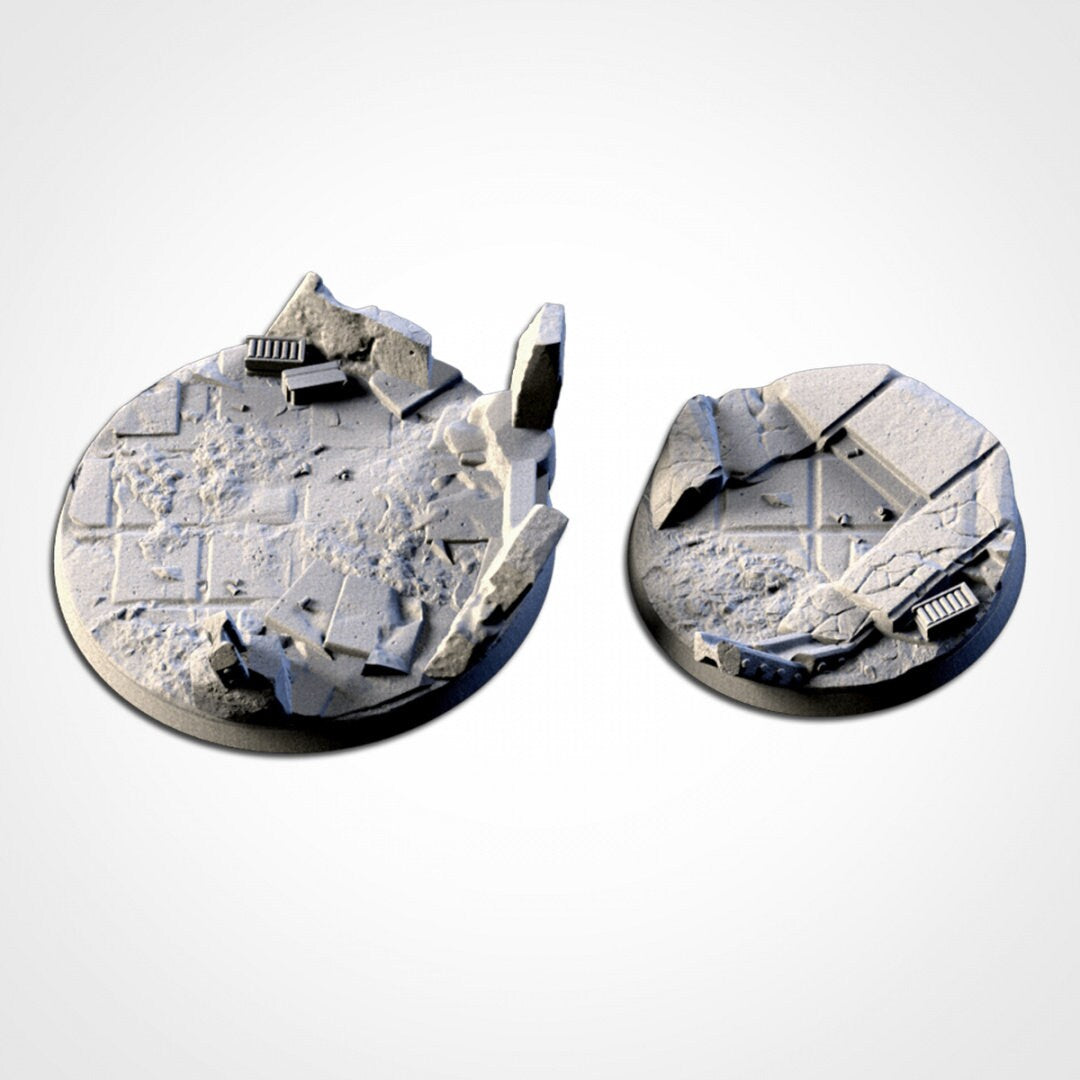 City Ruins Bases | 25mm | 32mm | 40mm | Txarli Factory | Magnetizable Scenic Textured Round