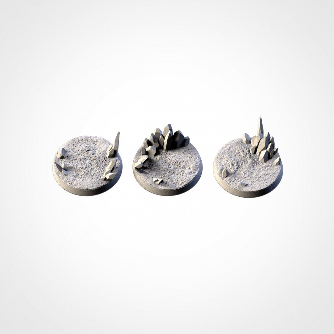 Crystal Xenos Bases | 25mm | 32mm | 40mm | Txarli Factory | Magnetizable Scenic Textured Round