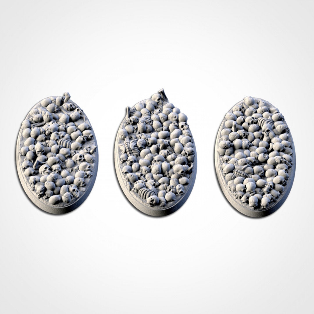 Death Skull Bases | 25mm | 32mm | 40mm | Txarli Factory | Magnetizable Scenic Textured Round