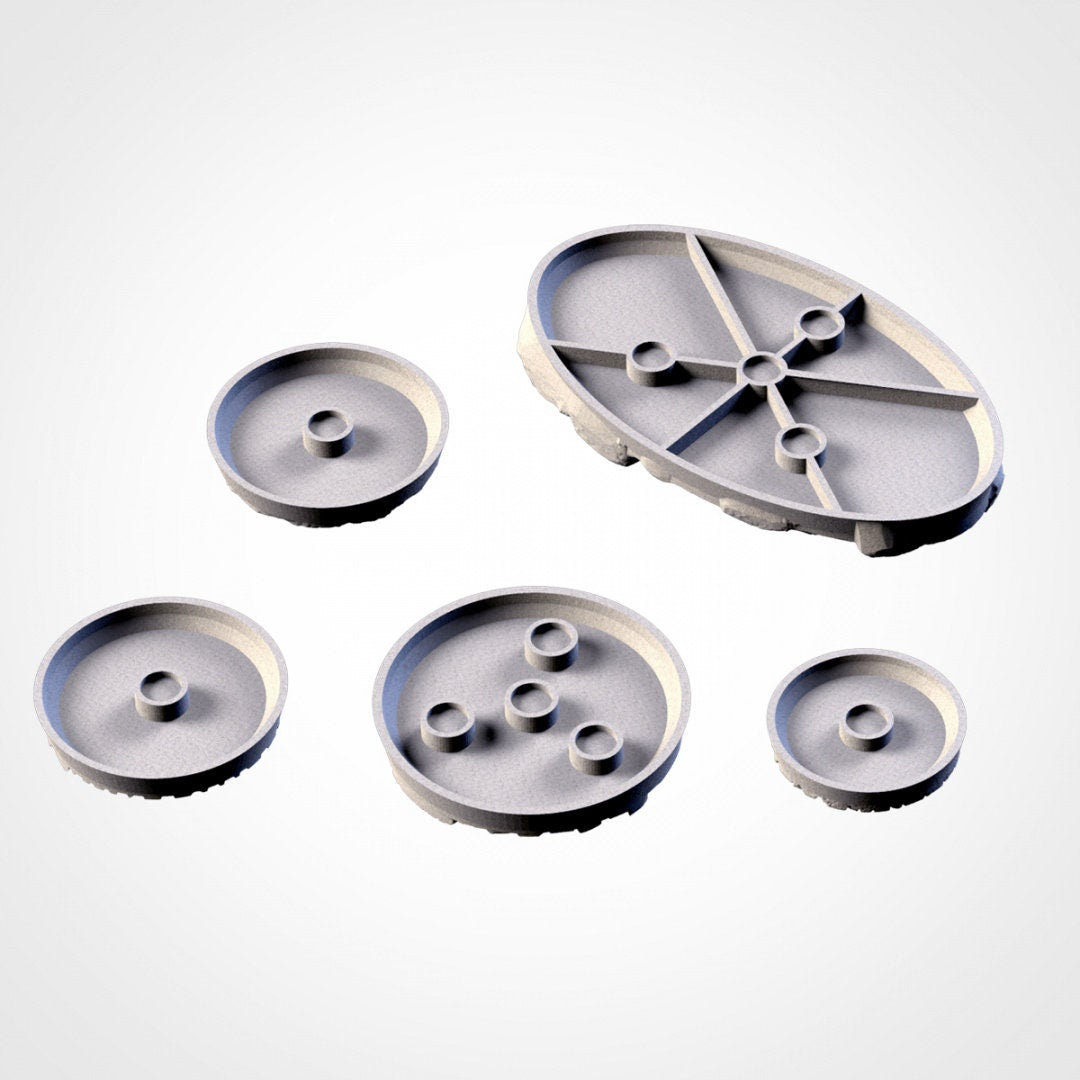 Factory Bases | 25mm | 32mm | 40mm | Txarli Factory | Magnetizable Scenic Textured Round
