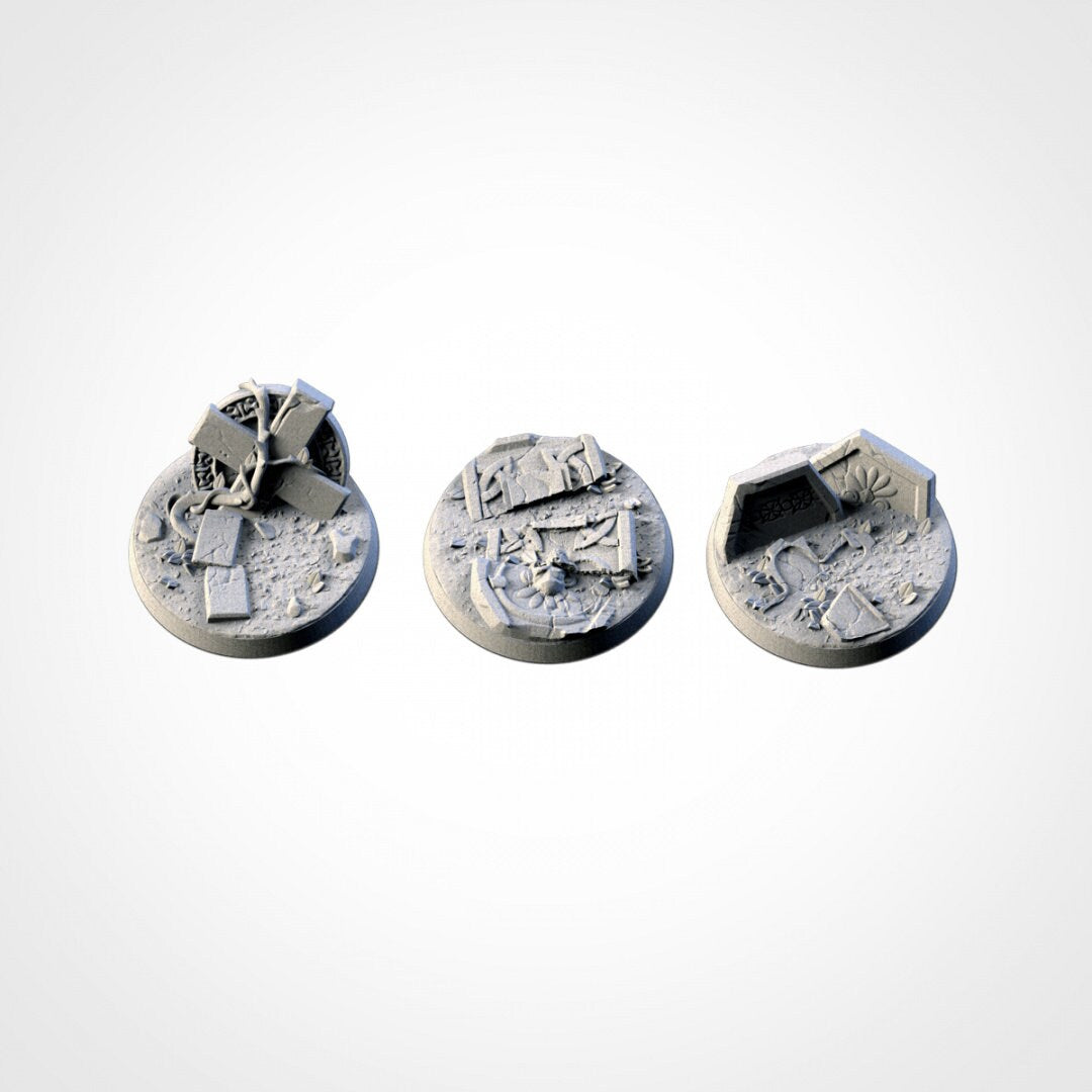 Graveyard Bases | 25mm | 32mm | 40mm | Txarli Factory | Magnetizable Scenic Textured Round