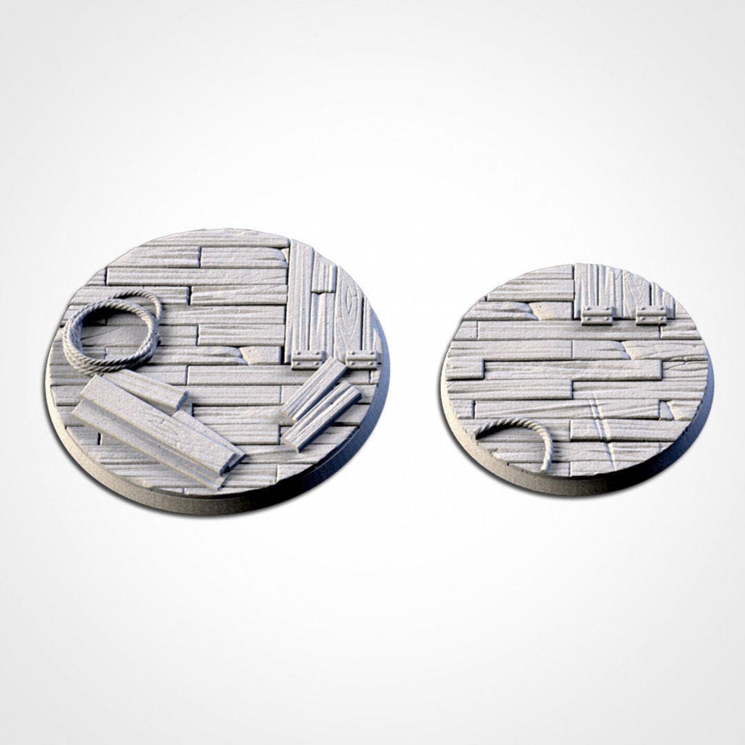 Wood Textured Bases | 25mm | 32mm | 40mm | Txarli Factory | Magnetizable Scenic Textured Round