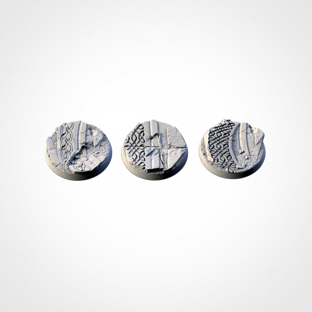 Ancestral Ruins Bases | 25mm | 32mm | 40mm | Txarli Factory | Magnetizable Scenic Textured Round